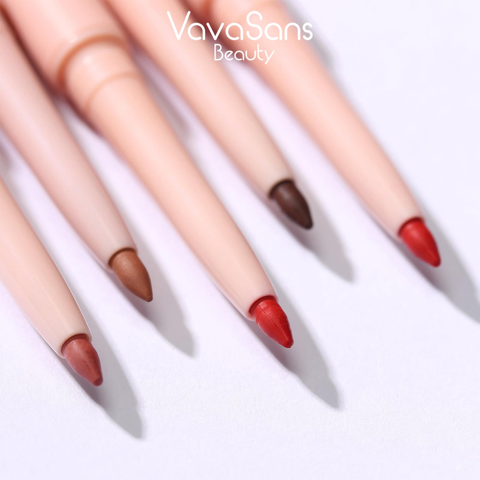 VavaSans Matte Lip Liner Mechanical Pencil Ultra-Blendable Brown and Nude Dual Ended Two Color Retractable Lipliner Pigmented Smooth Creamy Textured Waterproof Smudge Proof Long Lasting Makeup