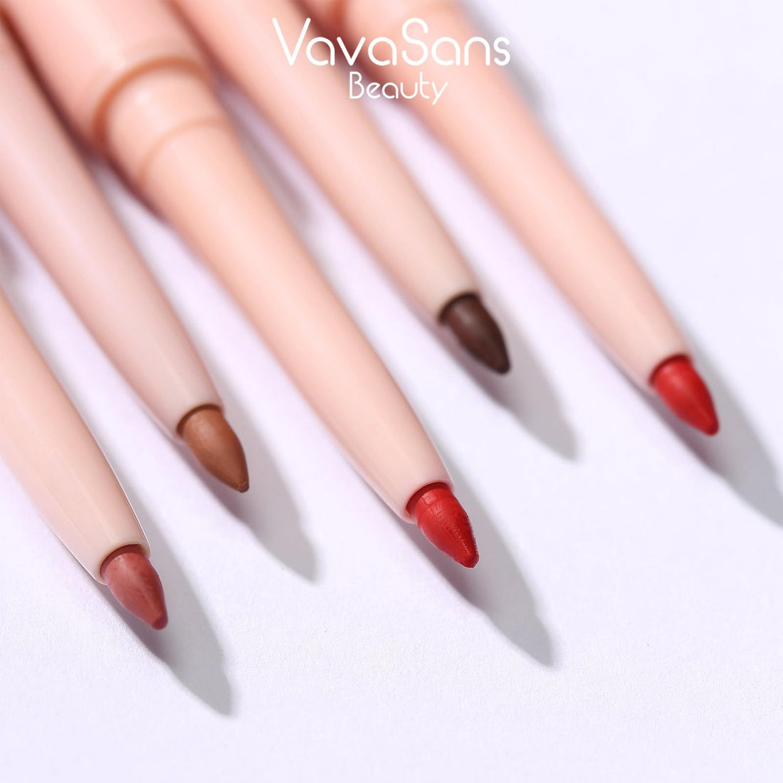 VavaSans Matte Lip Liner Mechanical Pencil Ultra-Blendable Brown and Nude Dual Ended Two Color Retractable Lipliner Pigmented Smooth Creamy Textured Waterproof Smudge Proof Long Lasting Makeup