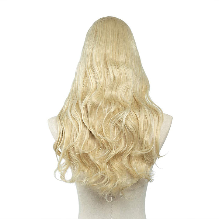 SARLA 24 180g Long Straight & Natural Wave Full Head U-part Hair Extension Clip in Hairpieces Heat-resistant Fiber UH16 & UH17 (24 Natural Wave, 613# Beach Blonde)