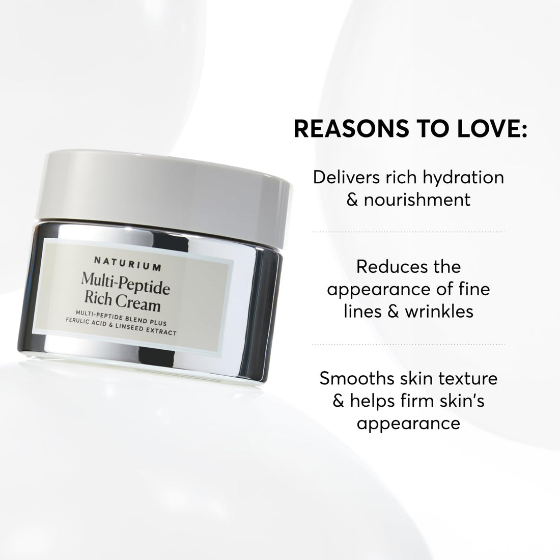 Naturium Multi-Peptide Rich Cream, Hydrating & Nourishing to Help Appearance of Fine Lines & Wrinkles, Vegan & Cruelty-Free, 1.7 oz