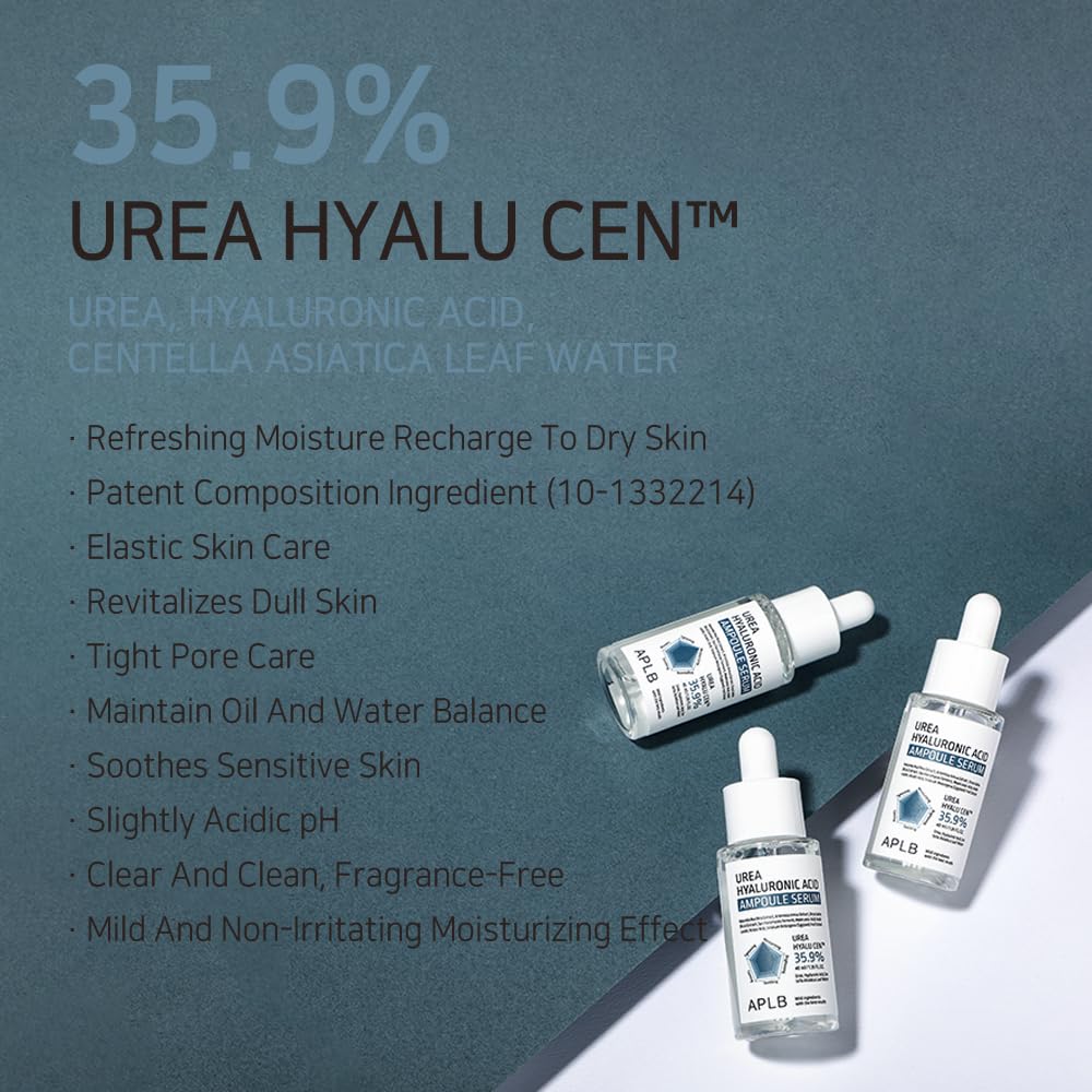 APLB Urea Hyaluronic Acid Ampoule Serum | UREA HYALU CEN™ 35.9% 1.35 FL.OZ/Korean Skincare, Deep hydration, Nourishing, Dry skin, Wrinkle care, Revitalize for gentle and improve skin texture
