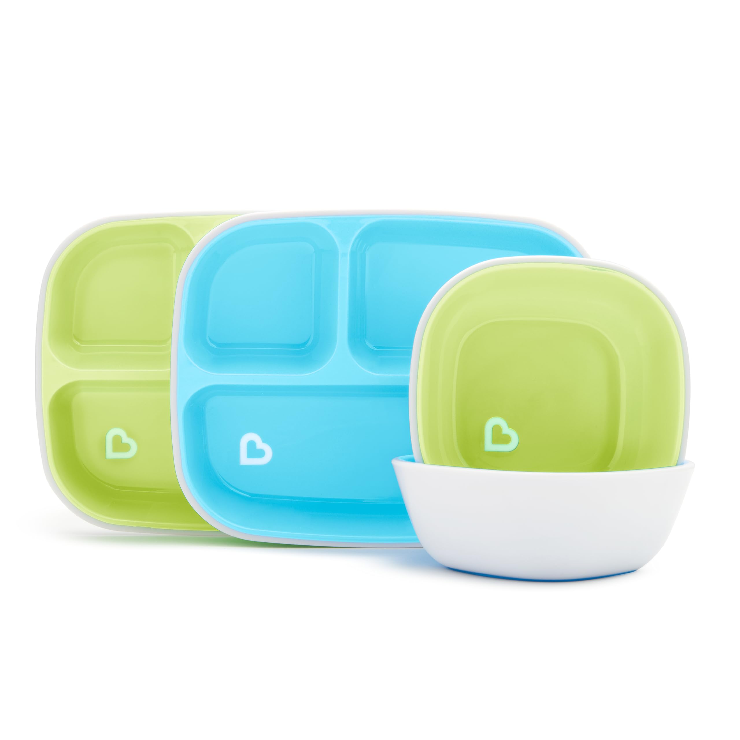Munchkin® Splash™ 4 Piece Toddler Divided Plate and Bowl Dining Set, Blue/Green