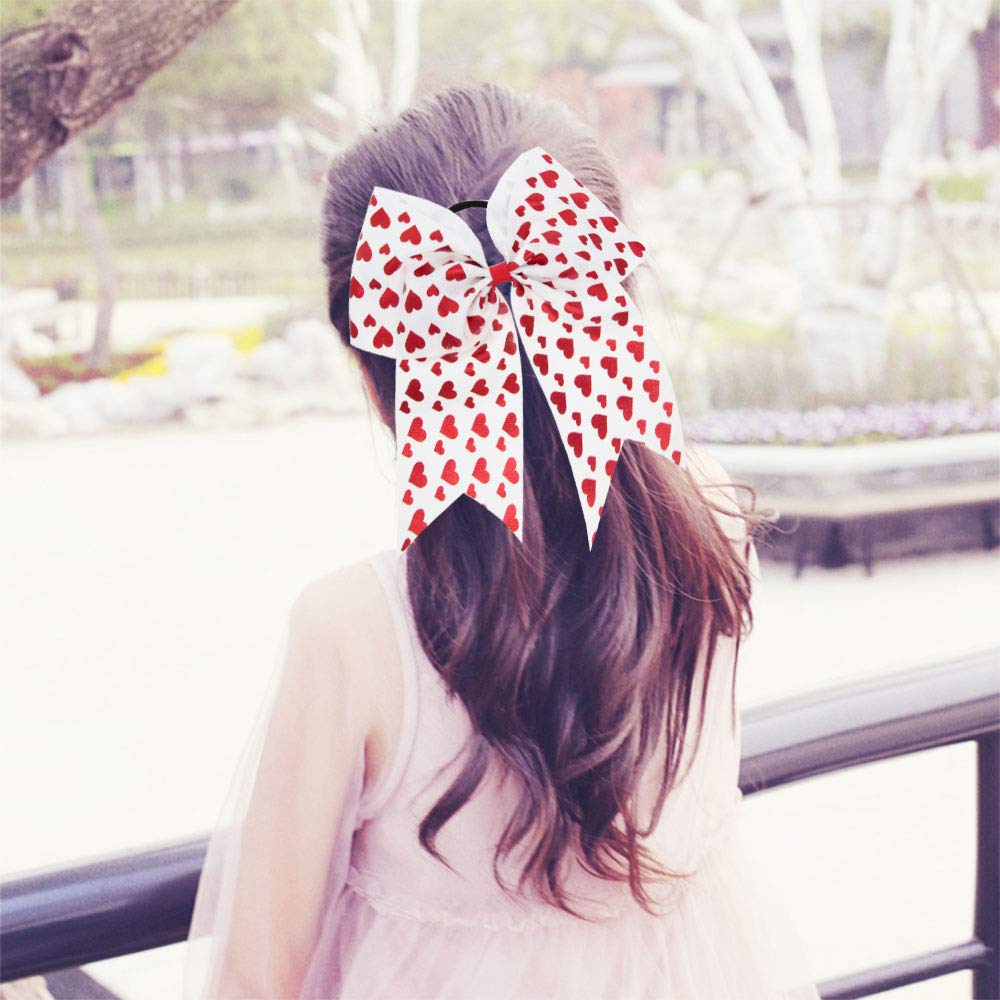 DeD 10 Pcs Elastic Bow 8 Large Hair bows Boutique Rainbow Golden-plating Grosgrain Ribbon Pigtail Holder For School Girls Teens Cheerleader