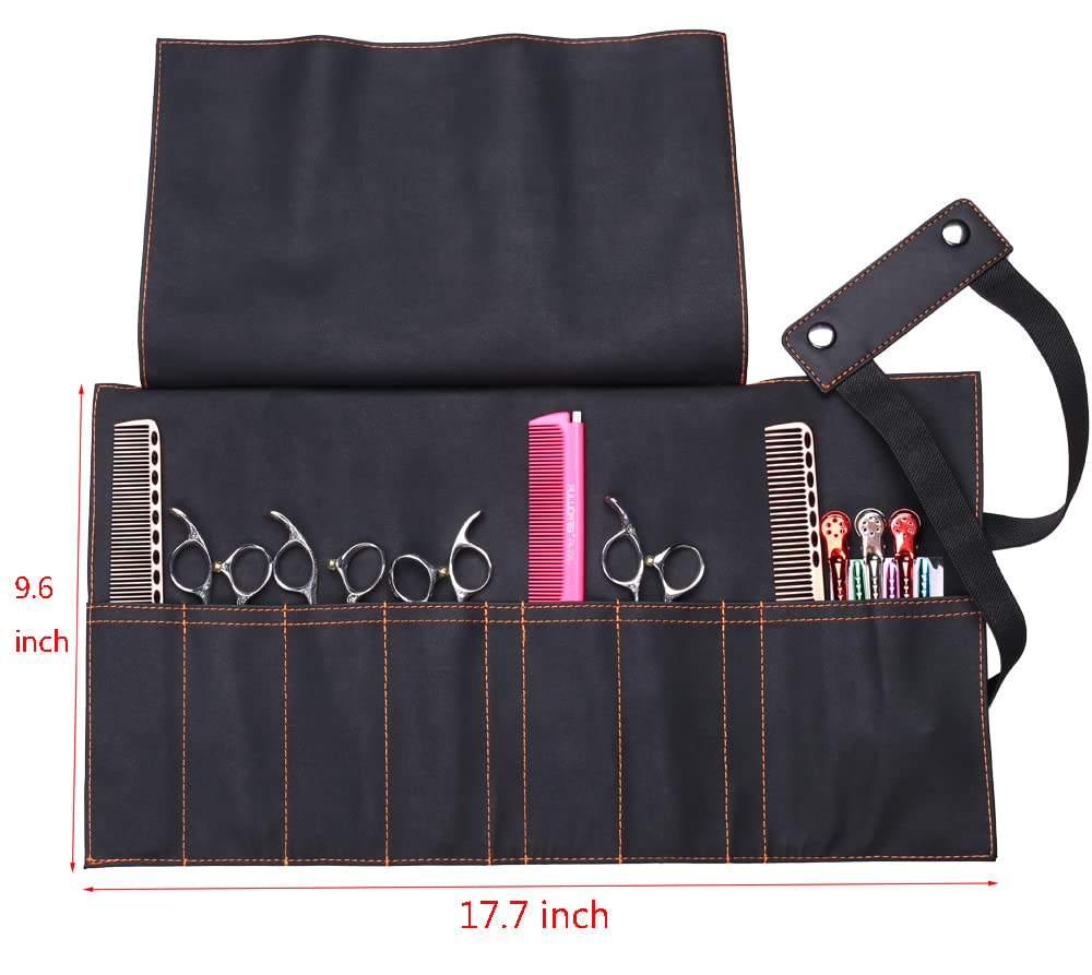 Hair Stylist Scissor Holder Pouch Cases for Hairdressers, Salon Tools Holster Bag, Soft Fabric Roll-Up Organiser