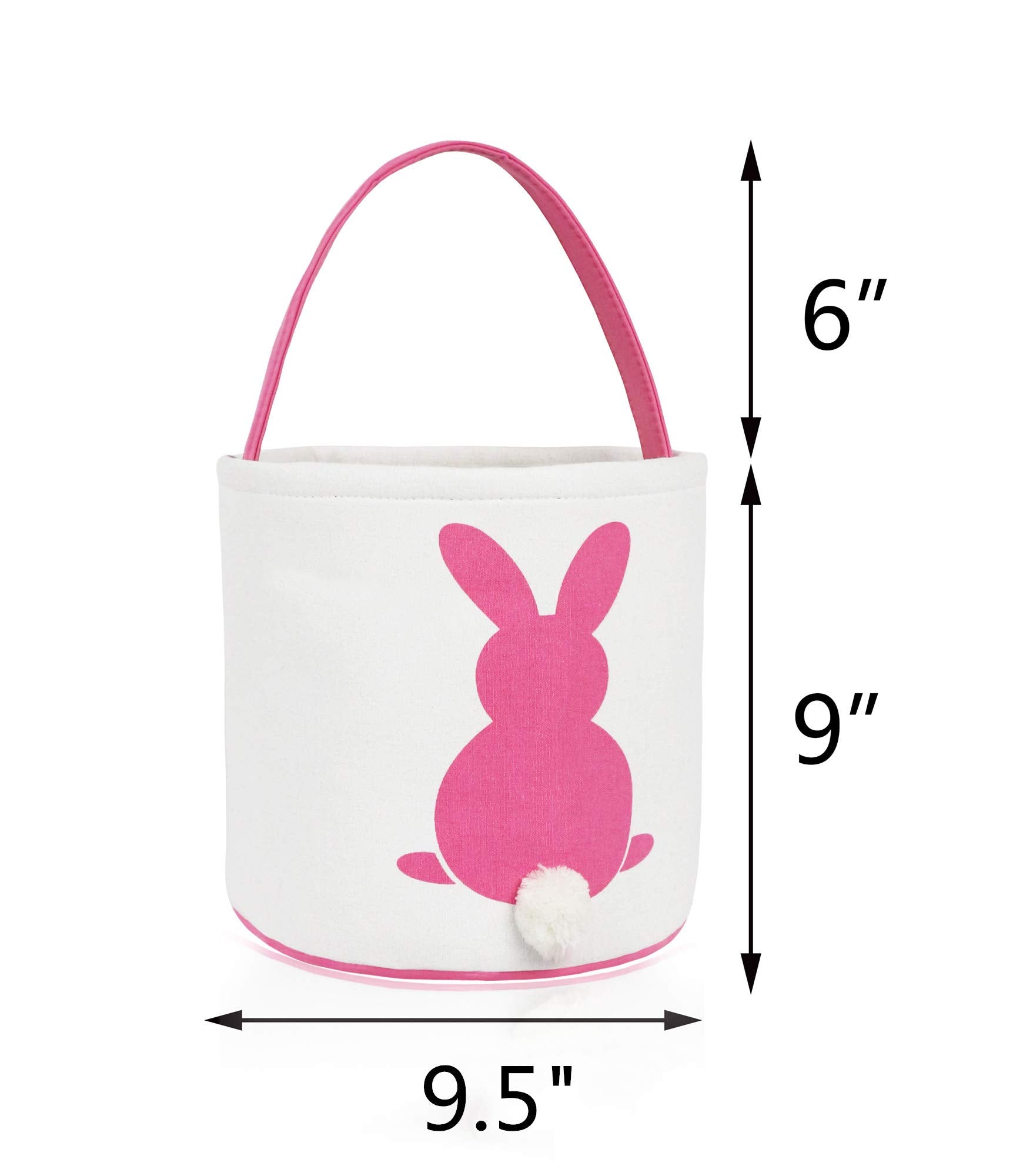 MONOBLANKS Easter Bunny Basket Bags for Kids Boys Girls, Rabbit Bucket Tote for Easter Egg Hunts Decorations Candy Gifts Storage (Pink)