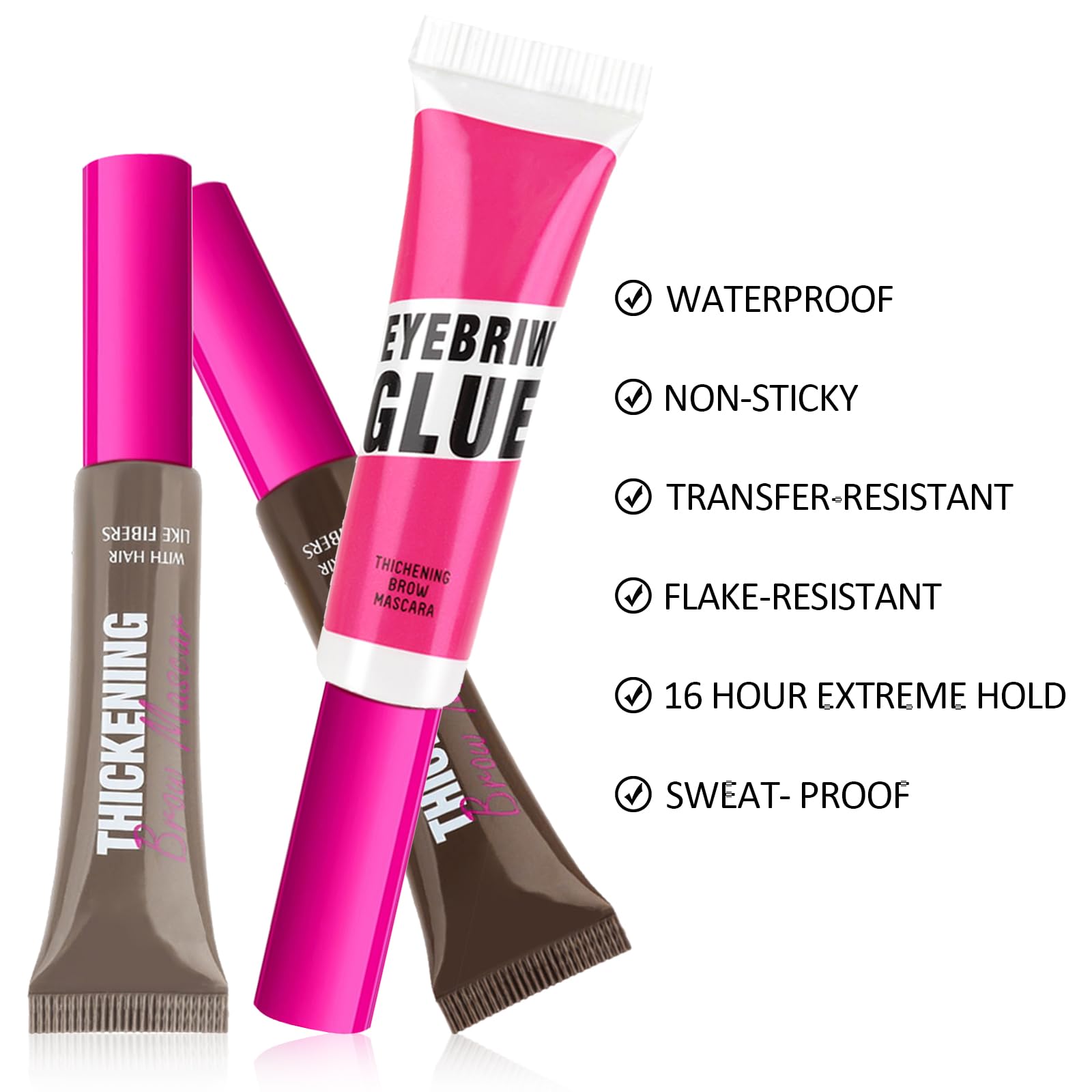 Jutqut Waterproof Tinted Brow Gel Kit- 1 Tinted Thickening Eyebrow Gel & 1 Clear Setting Brow Glue, Extreme Hold, Brow Fast Sculpt, Waterproof, Transfer-proof, with 1 Brow Razor & 1 Brush #04