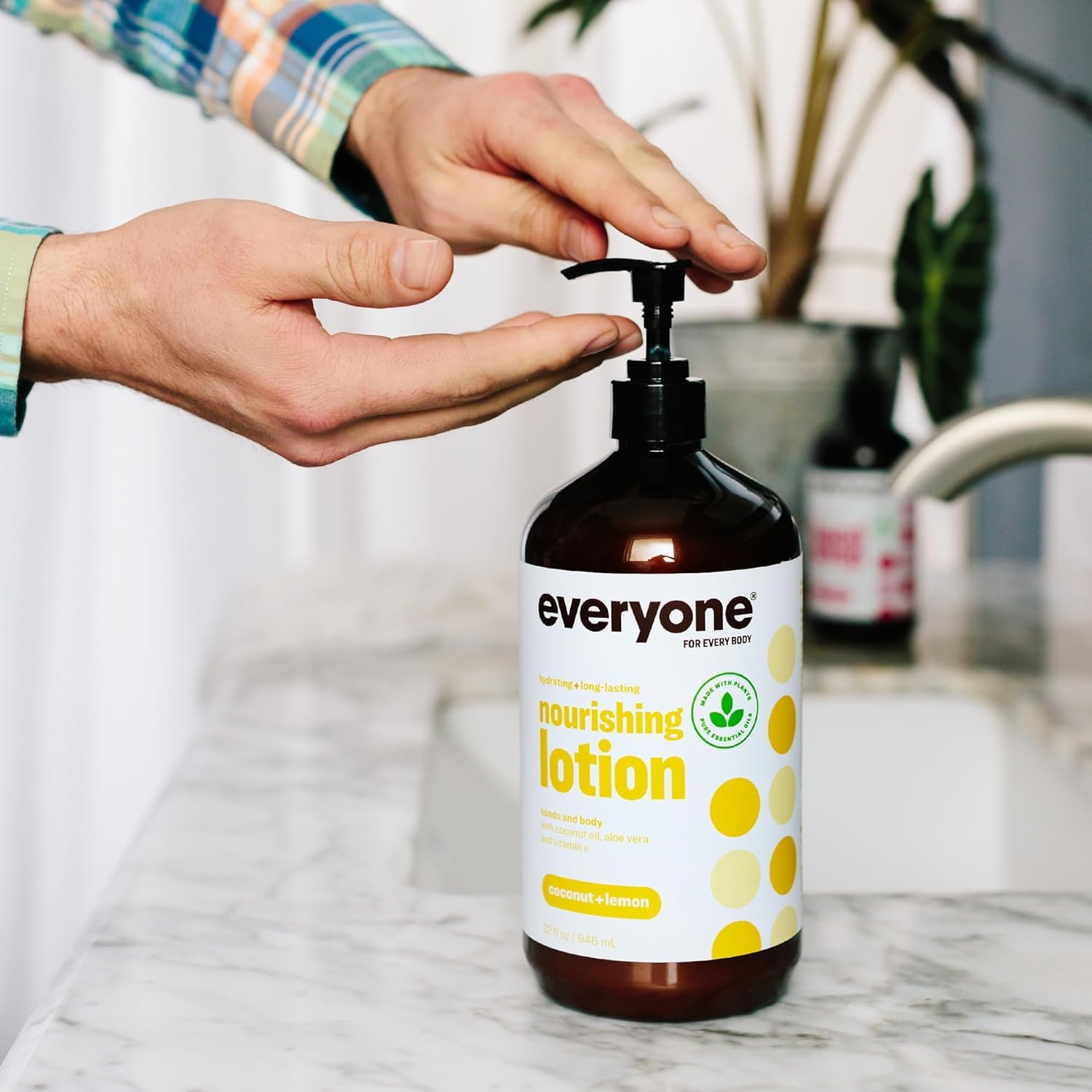 Everyone Nourishing Hand and Body Lotion, 32 Ounce (Pack of 1), Coconut and Lemon, Plant-Based Lotion with Pure Essential Oils, Coconut Oil, Aloe Vera and Vitamin E