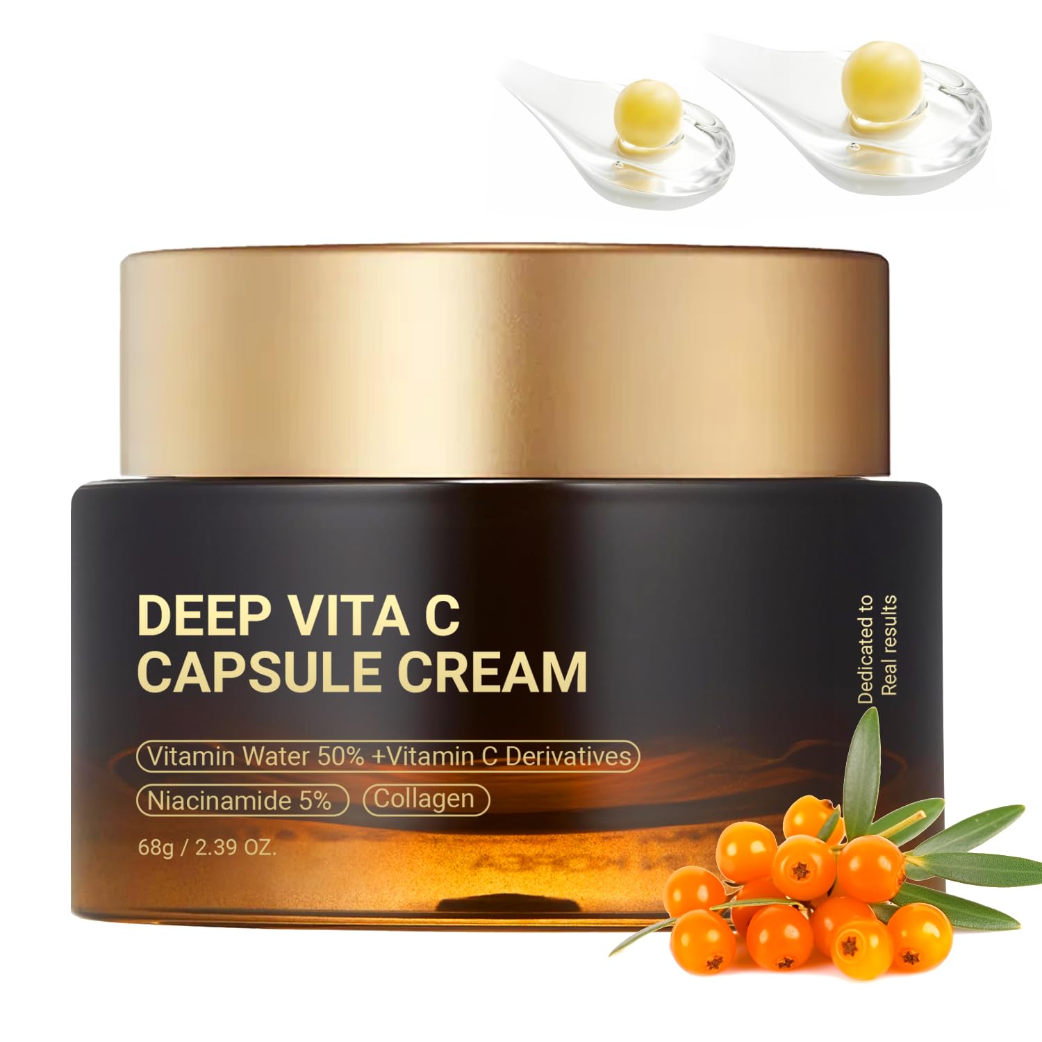 FIUMOT Deep Vitamin C Golden Capsule Hydrating Face Moisturizer, Antioxidant Protection, Lightweight Daily Skincare