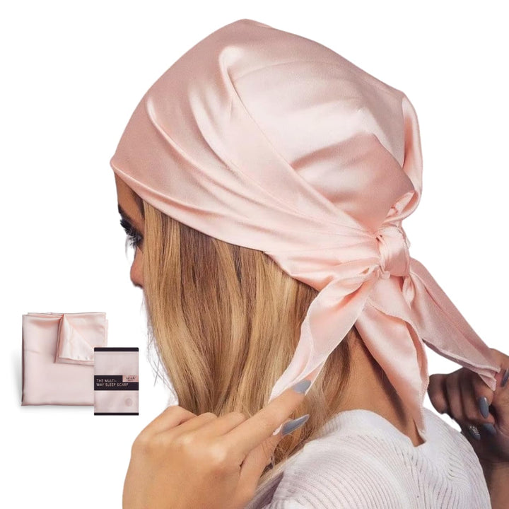 Kitsch Blush Pro Multi-Way Satin Charmeuse Square Sleep Hair Scarf Frizz-Free Nighttime Head Cap for Women