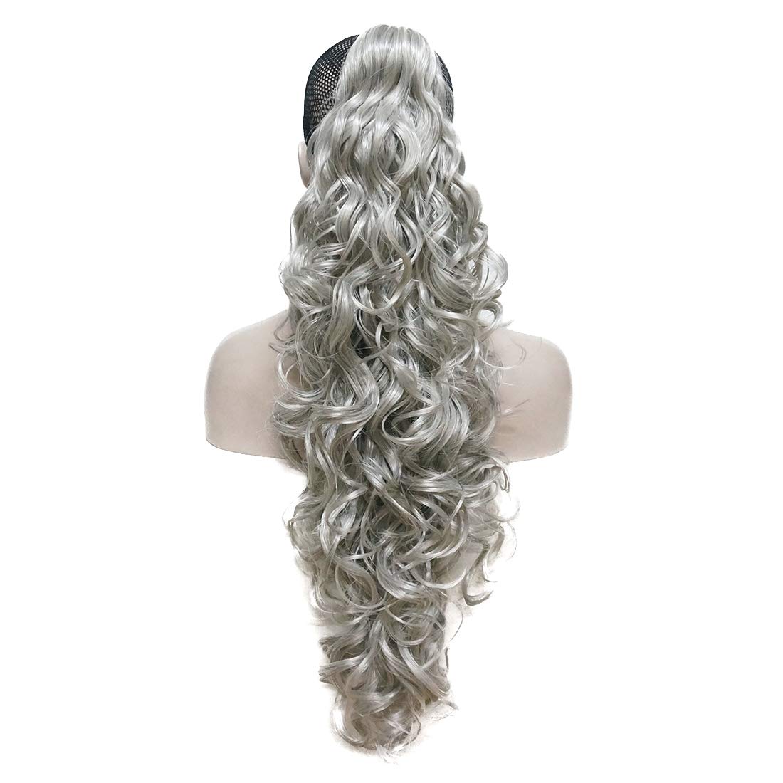 Lydell 30 Long Curly Styled Clip In Claw Ponytail Hair Extension Synthetic Hairpiece 280g with a jaw/claw clip #51 Silver Gray