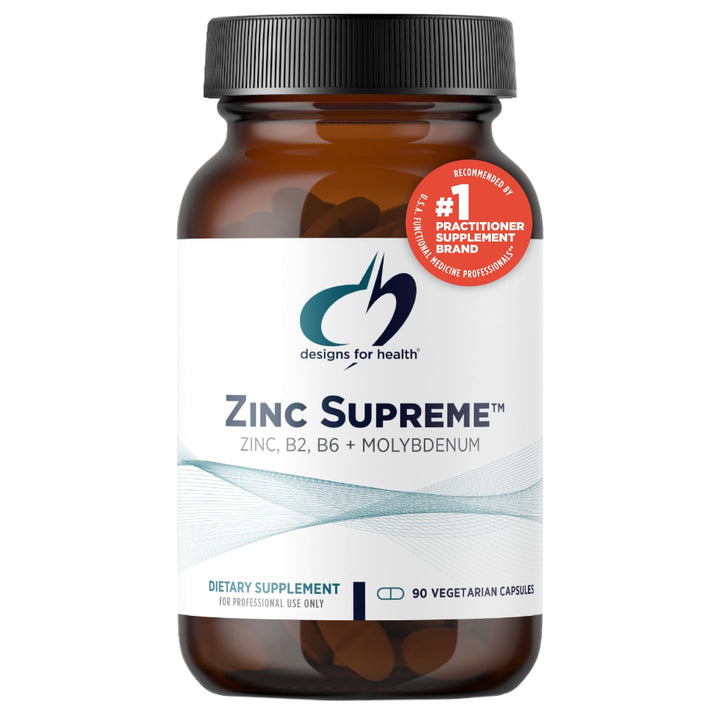 Designs for Health Zinc Supreme - 30mg Zinc Bisglycinate Chelate Supplement with Cofactors Taurine, Vitamin B6, B2 + Molybdenum - Immune Support Supplement - Vegan + Non-GMO (90 Capsules)