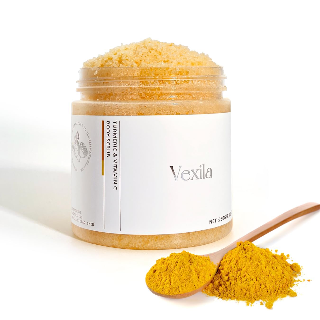 Turmeric & Vitamin C Body Scrubs For Women - All Natural Turmeric Scrub - Moisturizing, and Exfoliating, Body, Face, Foot, Hand Scrub, Nourishes Skin, Deep Cleansing (8.8 Ounce Pack of 1)