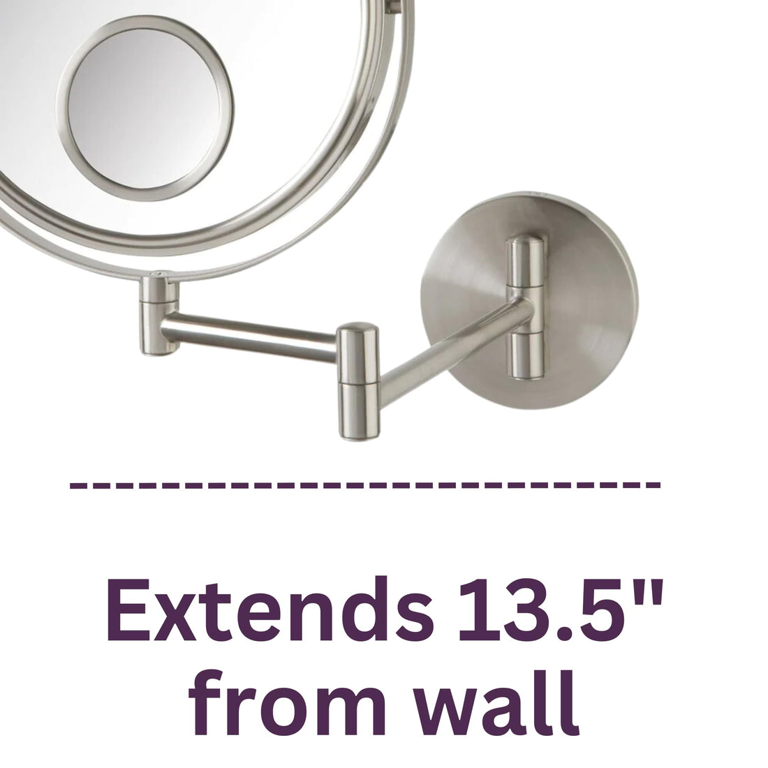 Jerdon JP7510N 8-Inch Wall Mount Makeup Mirror with 10x and 15x Magnification, Nickel Finish