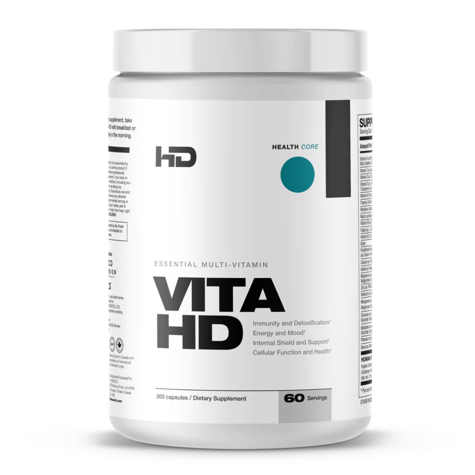 HD MUSCLE VitaHD Essential Multivitamin | Athlete-Specific Vitamins, Minerals, & Nutrients | Organic Mushroom Blend, KSM66 Ashwagandha, Ubiquinol | 60 Servings