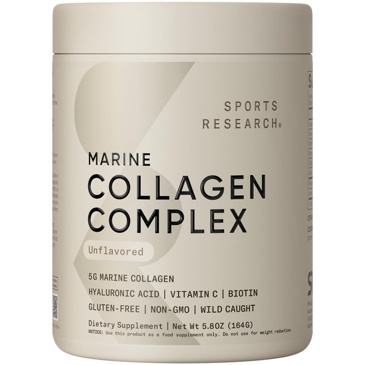 Sports Research Collagen Beauty Complex with Hyaluronic Acid, Vitamin C + Biotin | Pescatarian, Keto Certified & Non-GMO Verified - Unflavored (30 Servings)