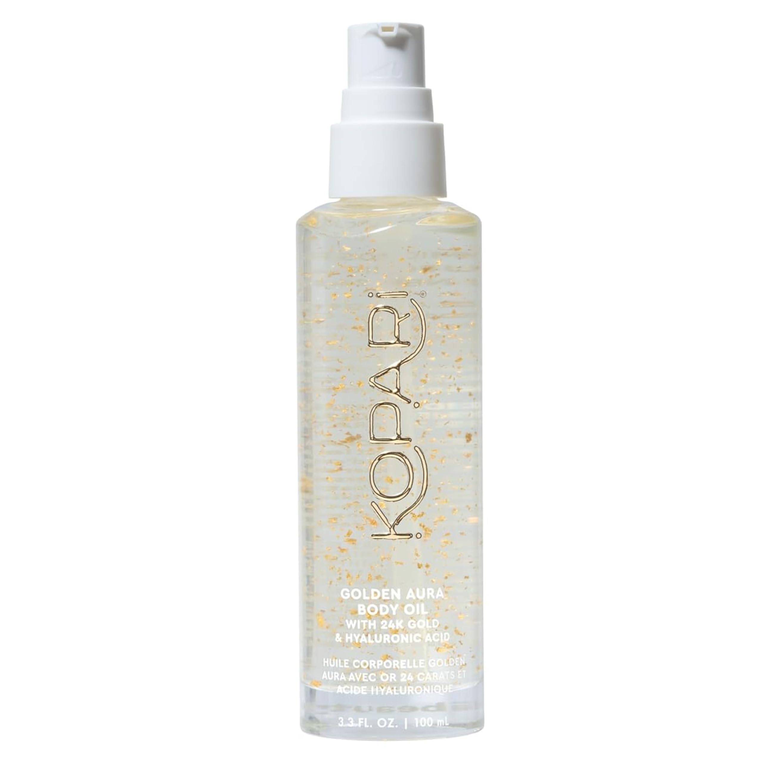 Kopari Golden Aura Body Oil with 24k Gold & Hyaluronic Acid - Hydrating Formula for Glowing Skin 3.3 oz