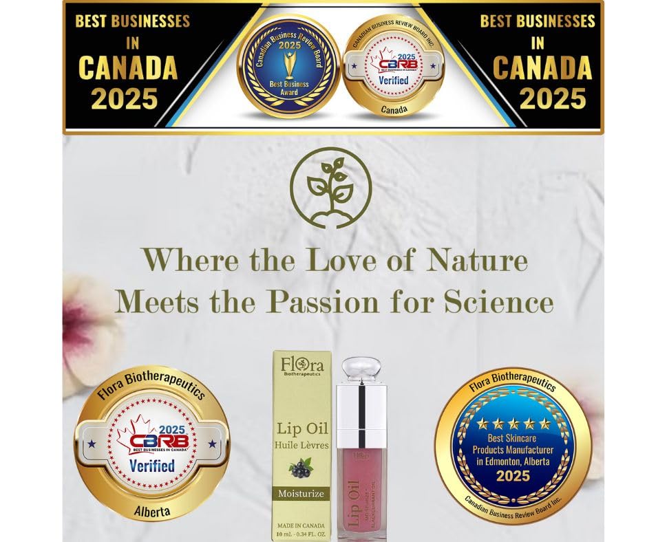 FLORA BLACK CURRANT LIP OIL | ORGANIC, PLANT-BASED | MOISTURIZE | 10 ML | MADE IN CANADA