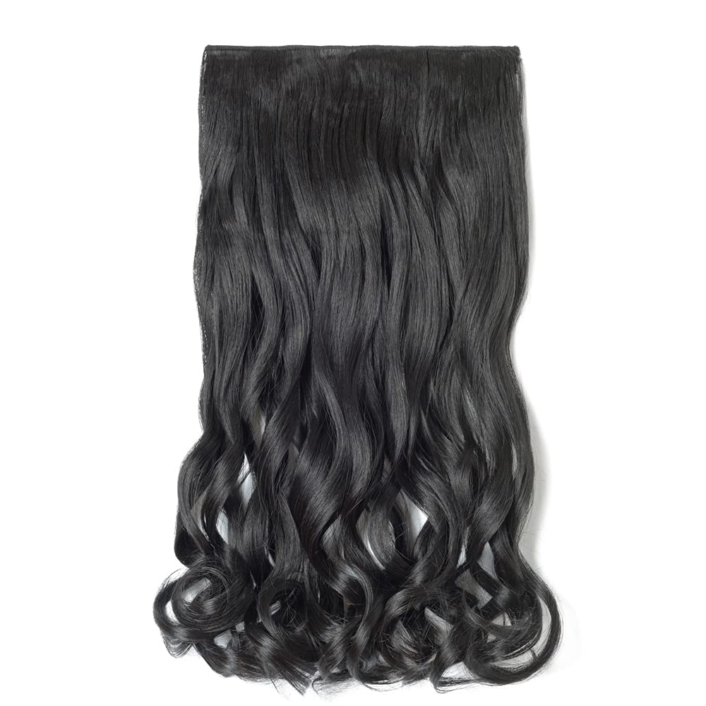 S-noilite Elegant 29 Longest Curly Natural 3 4 Full Head One Piece 5 Clips Clip In Hair Extensions 29-Curly Natural Black