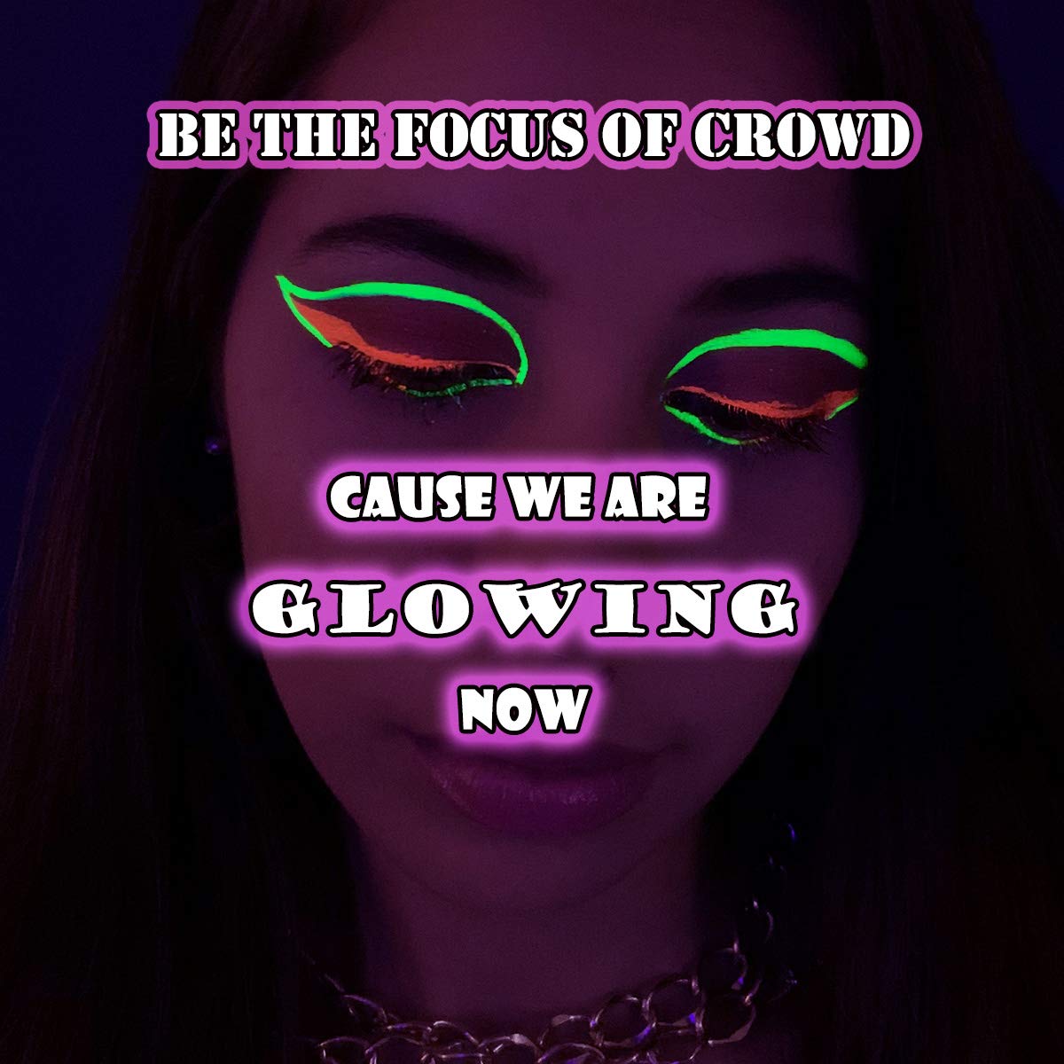 Bowitzki UV Glow Fluorescent Split Cakes Neon Rainbow Water Actived Liners Face Paints Body Painting Makeup 50g for Halloween