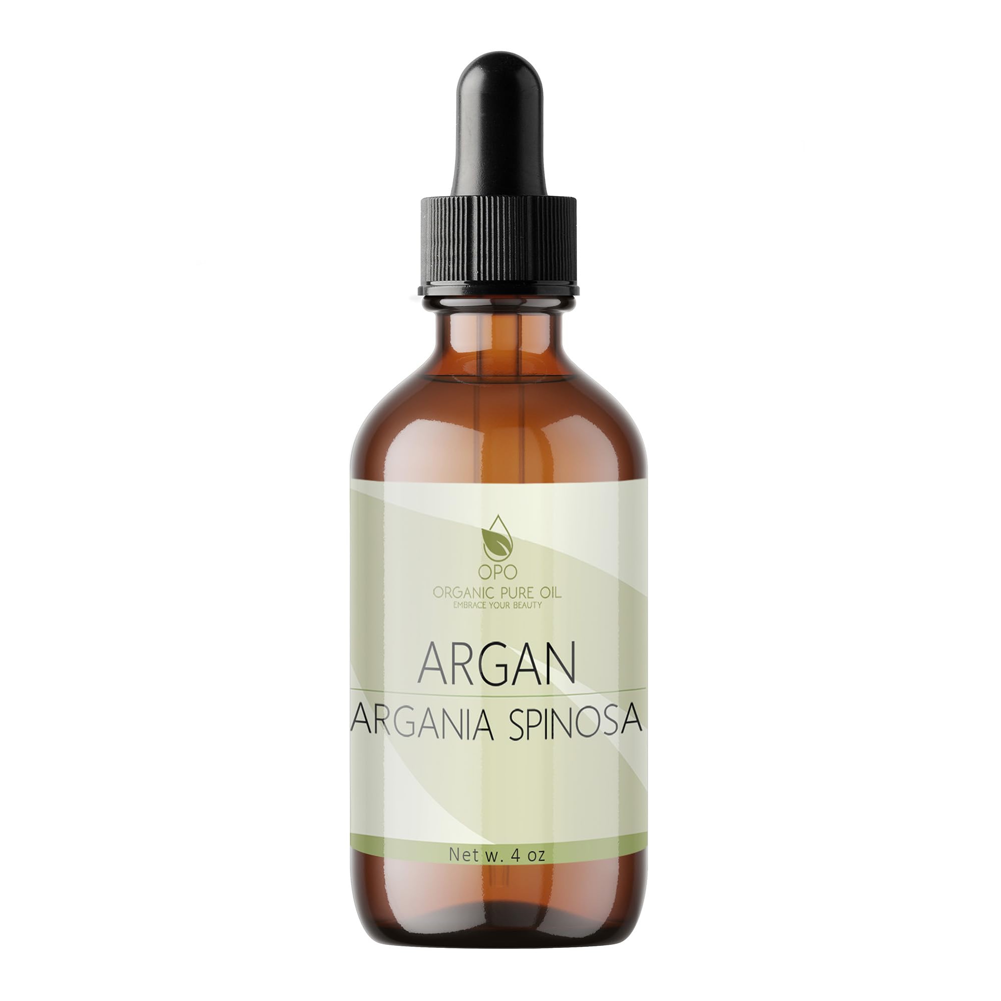 OPO Argan Oil from Morocco - 4 oz Glass & Dropper - Natural Pure Cold Pressed Unrefined Extra Virgin Vegan Carrier Oil for Skin Hair Body Face Facial Hair Eyebrow, Eyelashes Scalp, Argon Marakesh