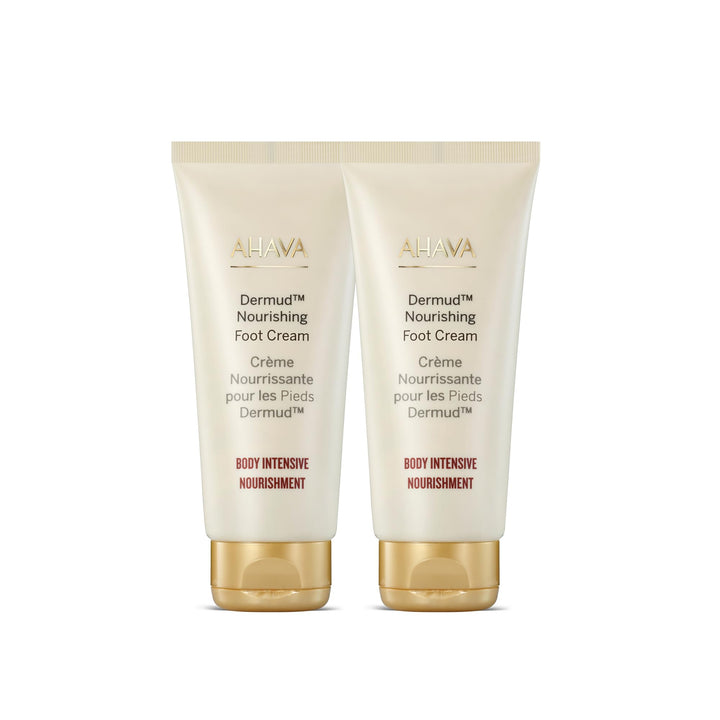 AHAVA Dermud Intensive Foot Cream Duo, 3.4 Fl.Oz x 2 - Intensive foot repair for fatigued, dry and cracked feet blend of Dead Sea Minerals & Mud, includes Magnesium, intensive repairing minerals