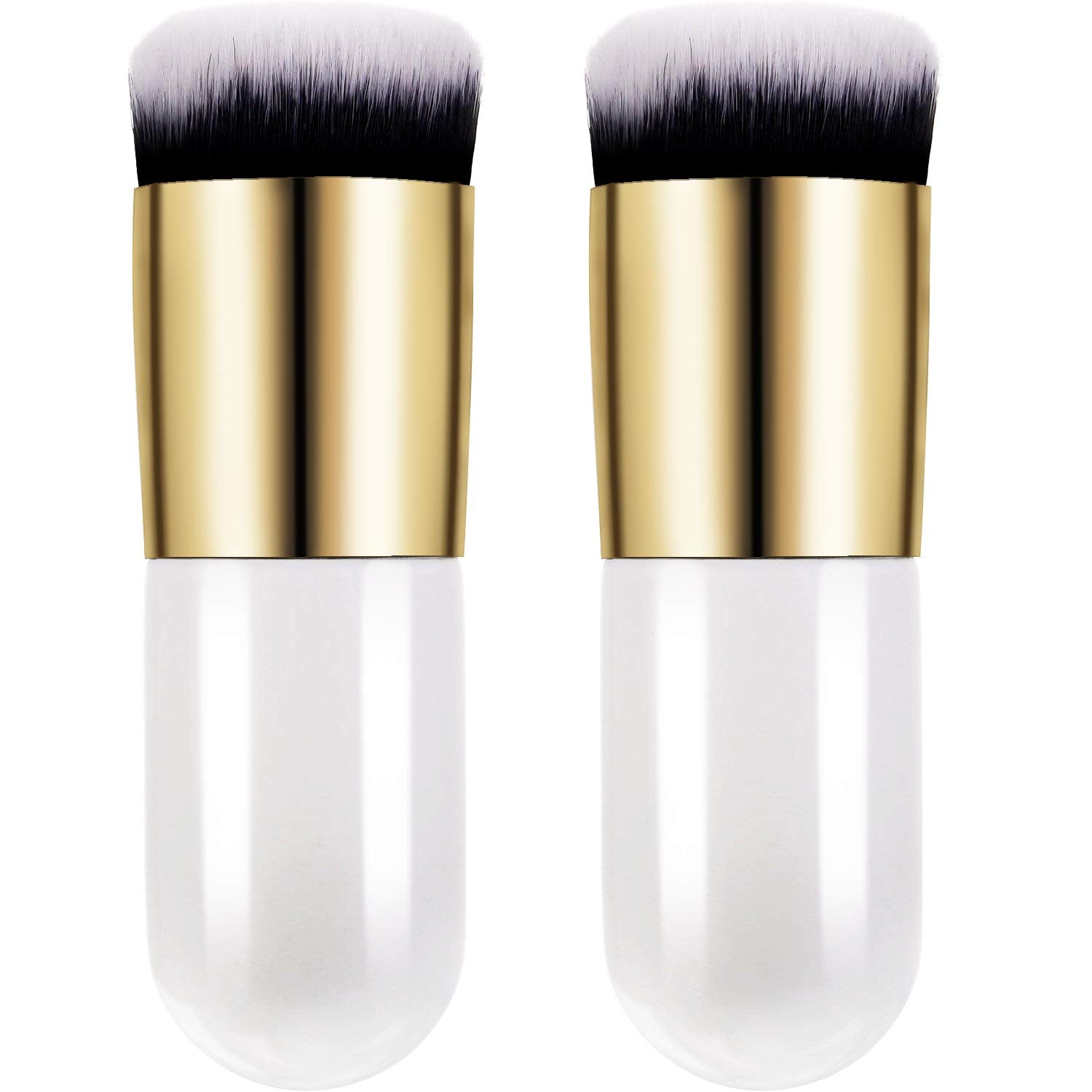 White: Boao 2 Pieces Foundation Brush Flat Cream Makeup Brushes Cosmetic Make-Up Brush (White)