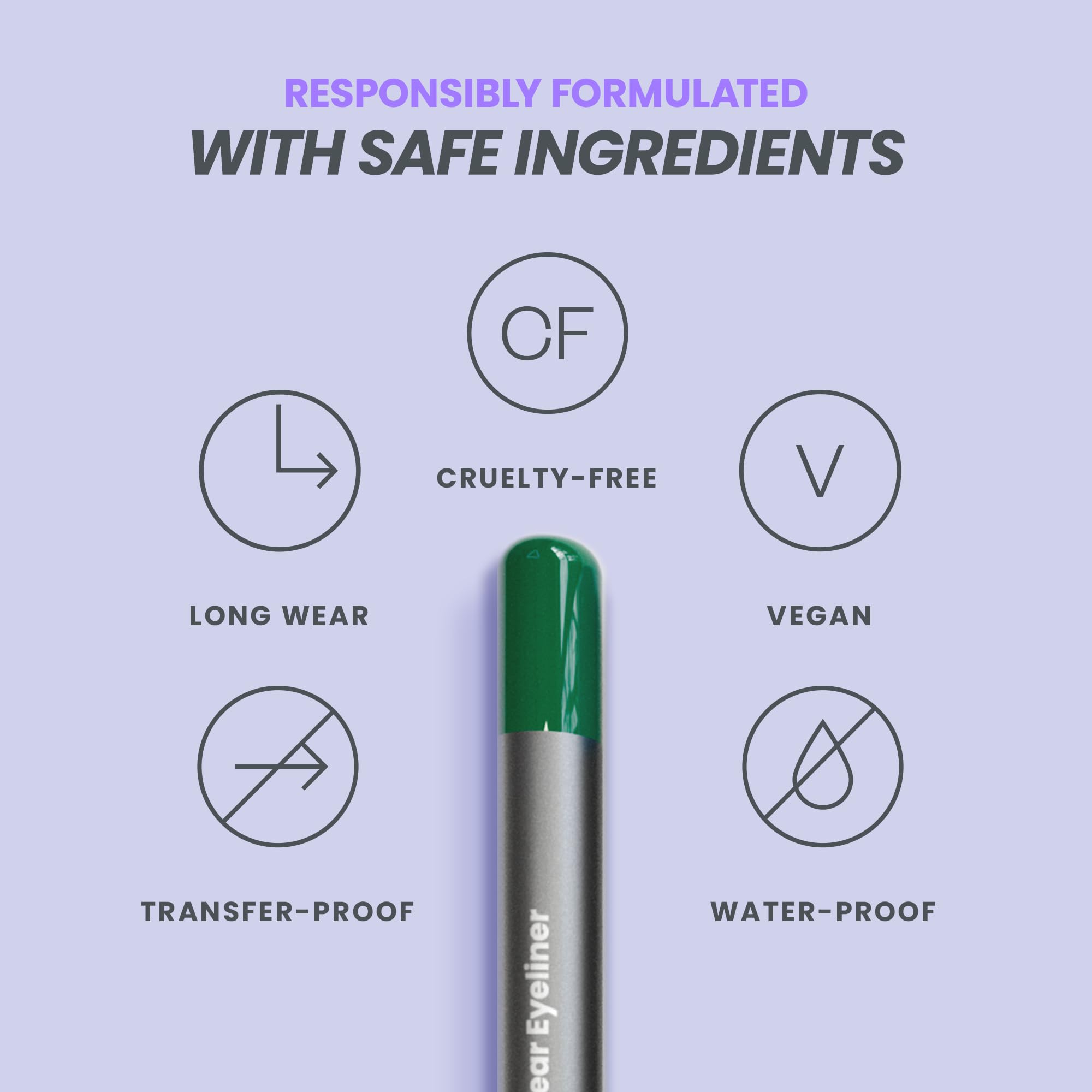 Wonderskin 1440 Longwear Green Eyeliner Pencil with Sharpener - Waterproof, Sharpenable Eyeliner Pencil & Smudge Proof Green Eye Liner Pencils (Pine)