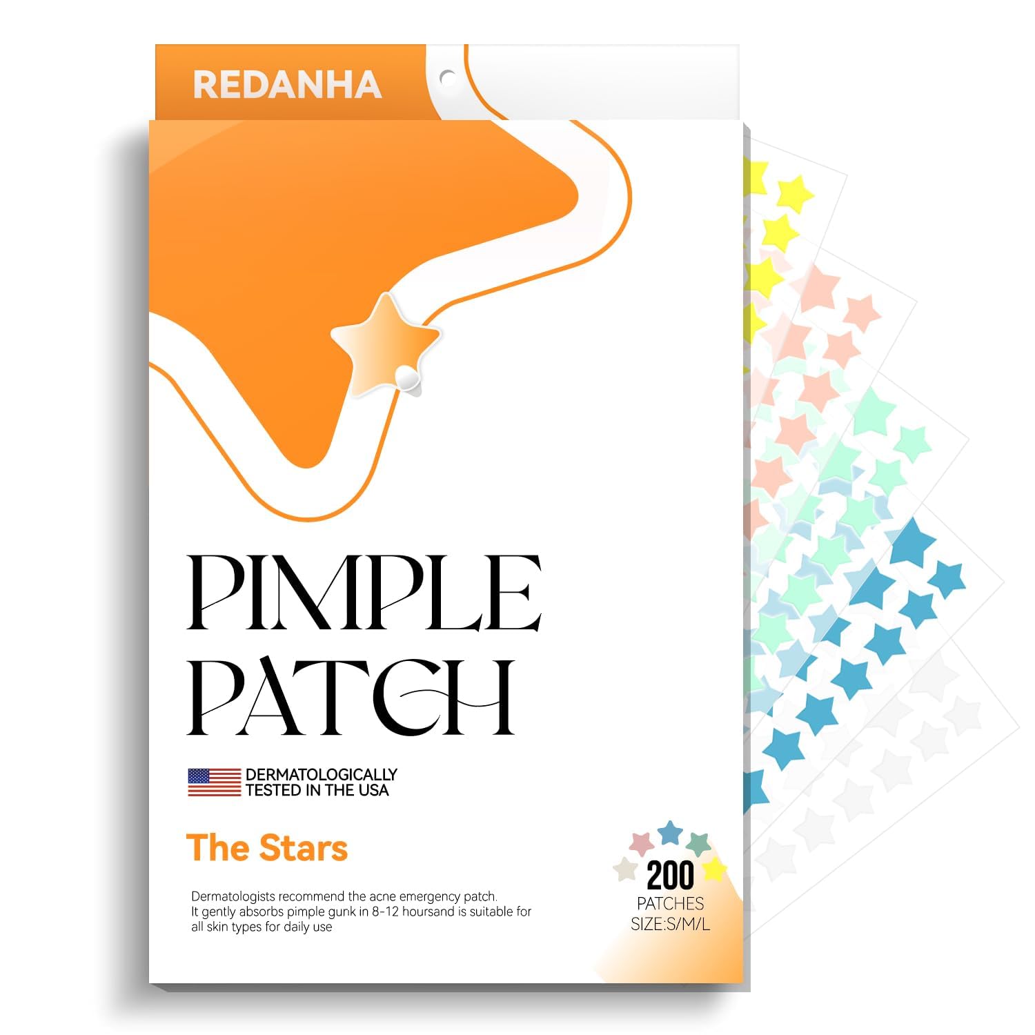 REDANHA 200 Counts Star Patch for Face, Hydrocolloid Acne Pimple Patch with Tea Tree Oil for Party Gift Covering Zits Blemishes