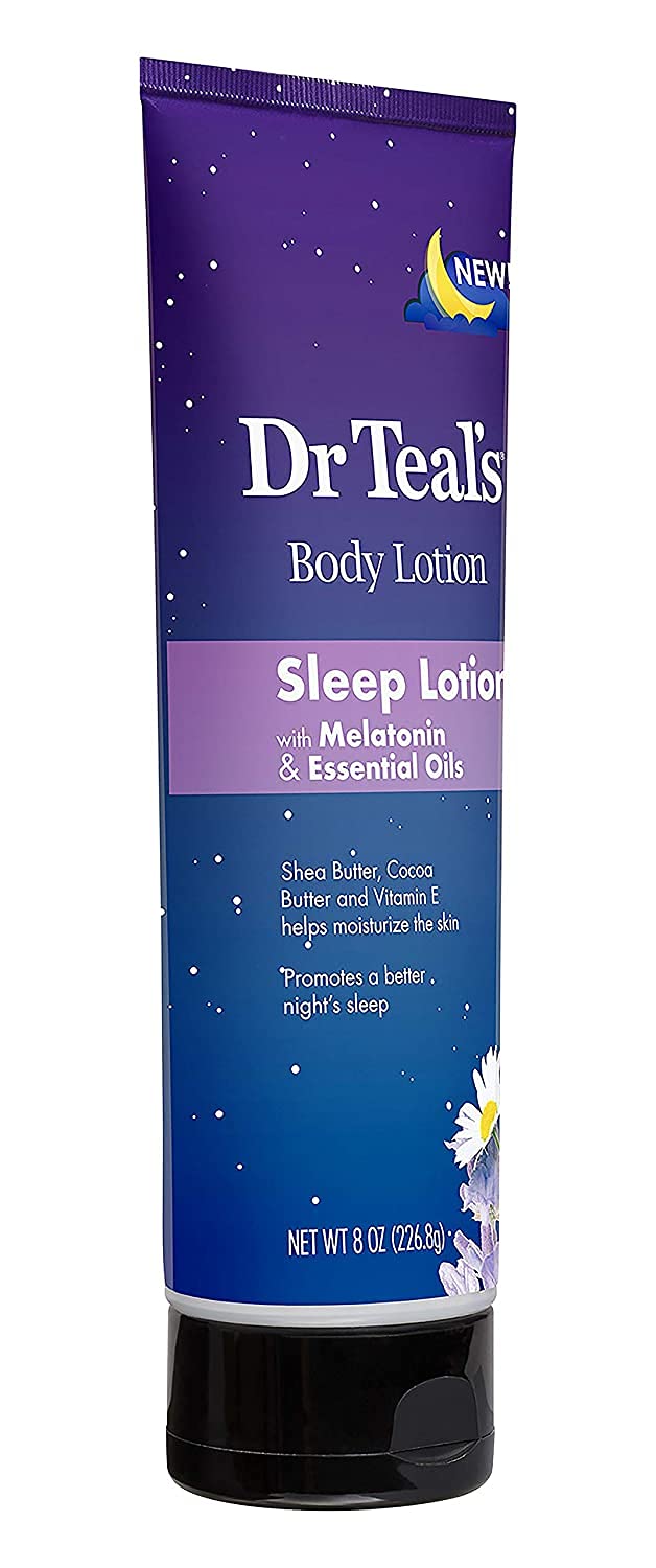 Dr. Teal's Pure Epsom Salt Soak & Sleep Lotion Gift Set - Cannabis Sativa Hemp Seed Essential Oil Blend (3lbs), Nighttime Therapy Melatonin Body Lotion (8oz) - Calms the Senses & Promotes Better Sleep