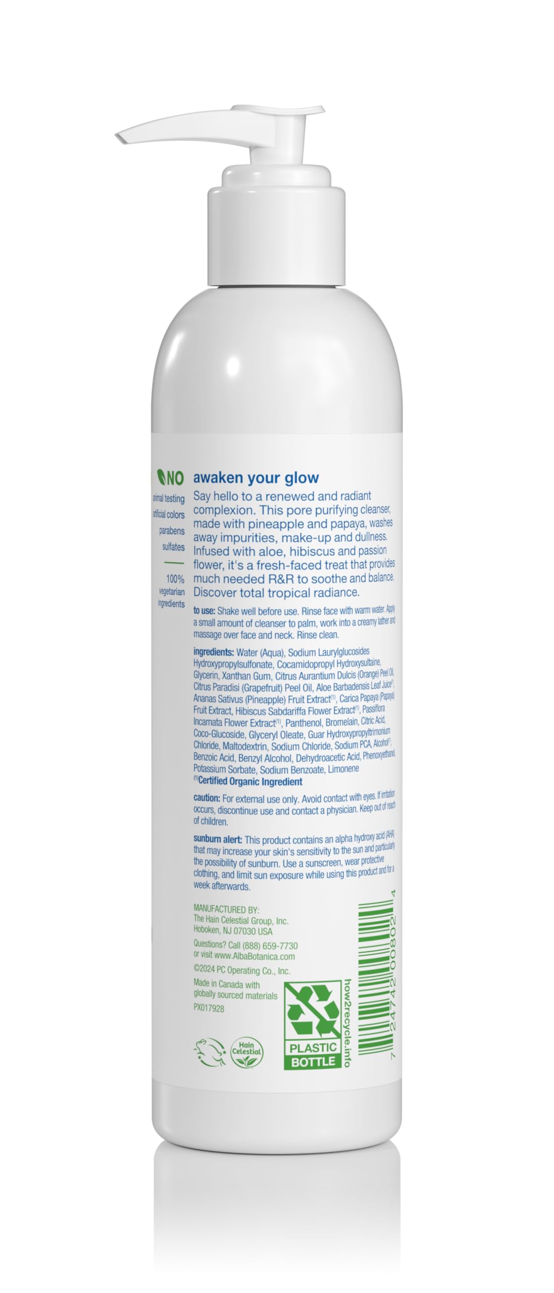 Alba Botanica Exfoliating Facial Cleanser, with Pineapple Enzyme and Aloe Vera, 8 Oz (Packaging May Vary)