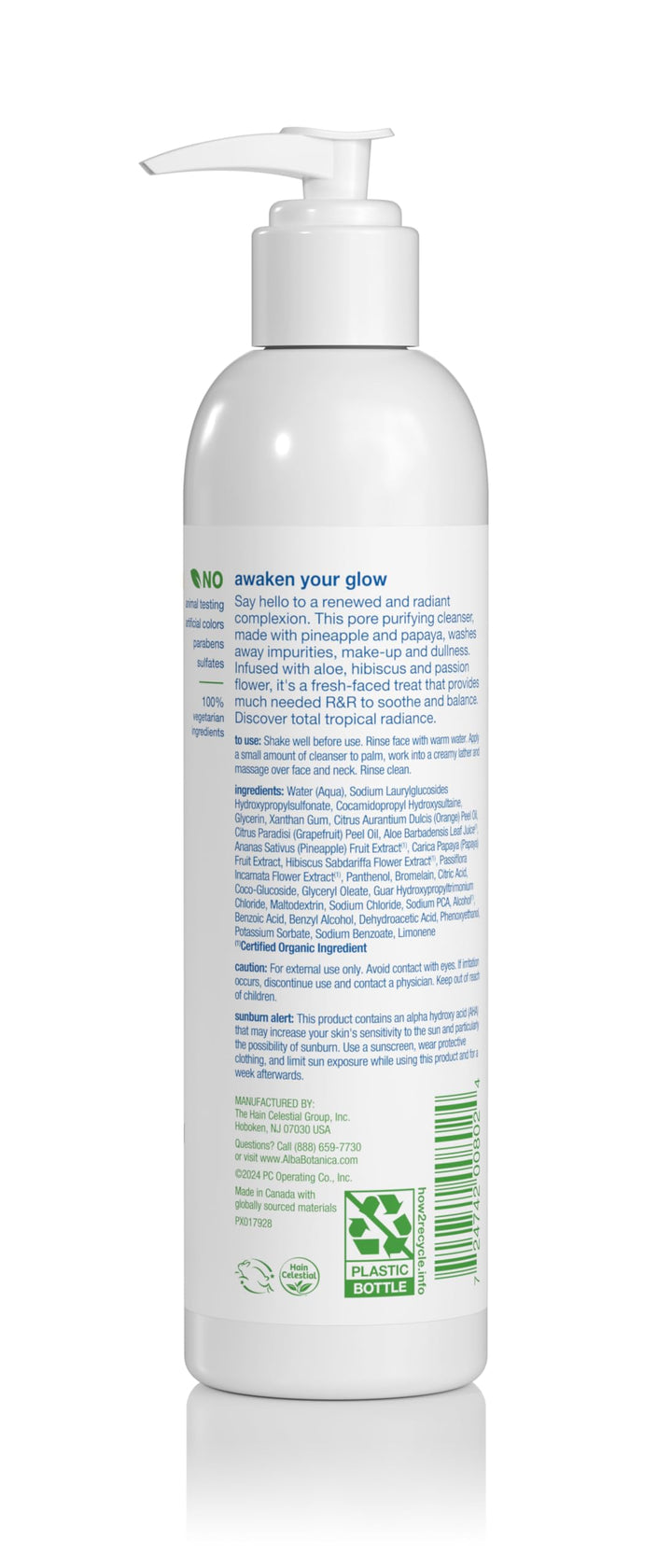 Alba Botanica Exfoliating Facial Cleanser, with Pineapple Enzyme and Aloe Vera, 8 Oz (Packaging May Vary)