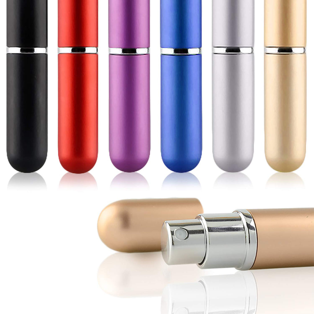 Rocutus 6 Pack Perfume Bottle Mini Refillable Perfume Atomizer Bottle,Empty Spray Bottle in 5 ml Compatible with 2 Pieces Perfume Dispenser Pump and 2 Funnel Filler for Travel Purse (colorful 1)