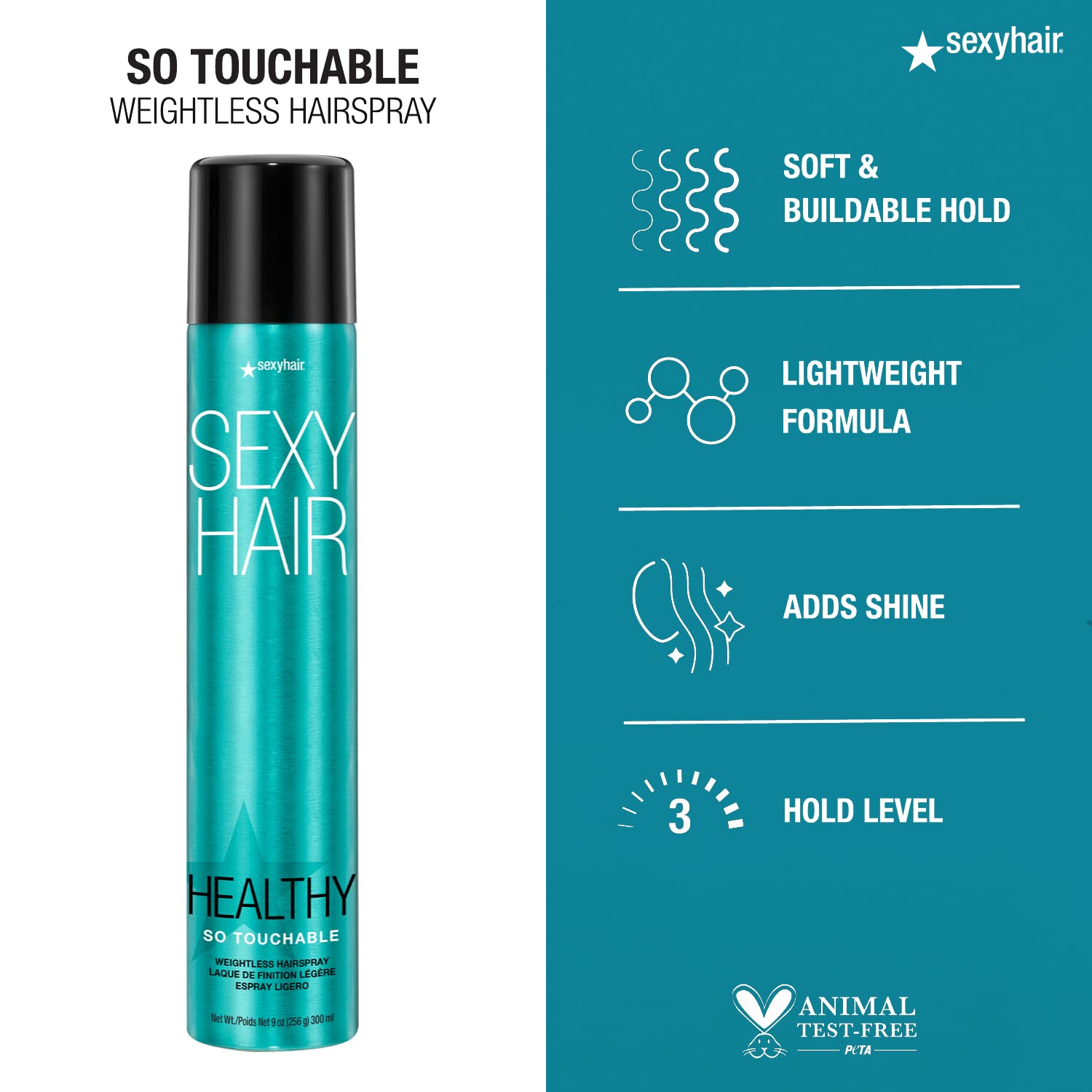 Sexy Hair HSH So Touchable Weightless Hairspray, 9 Ounce