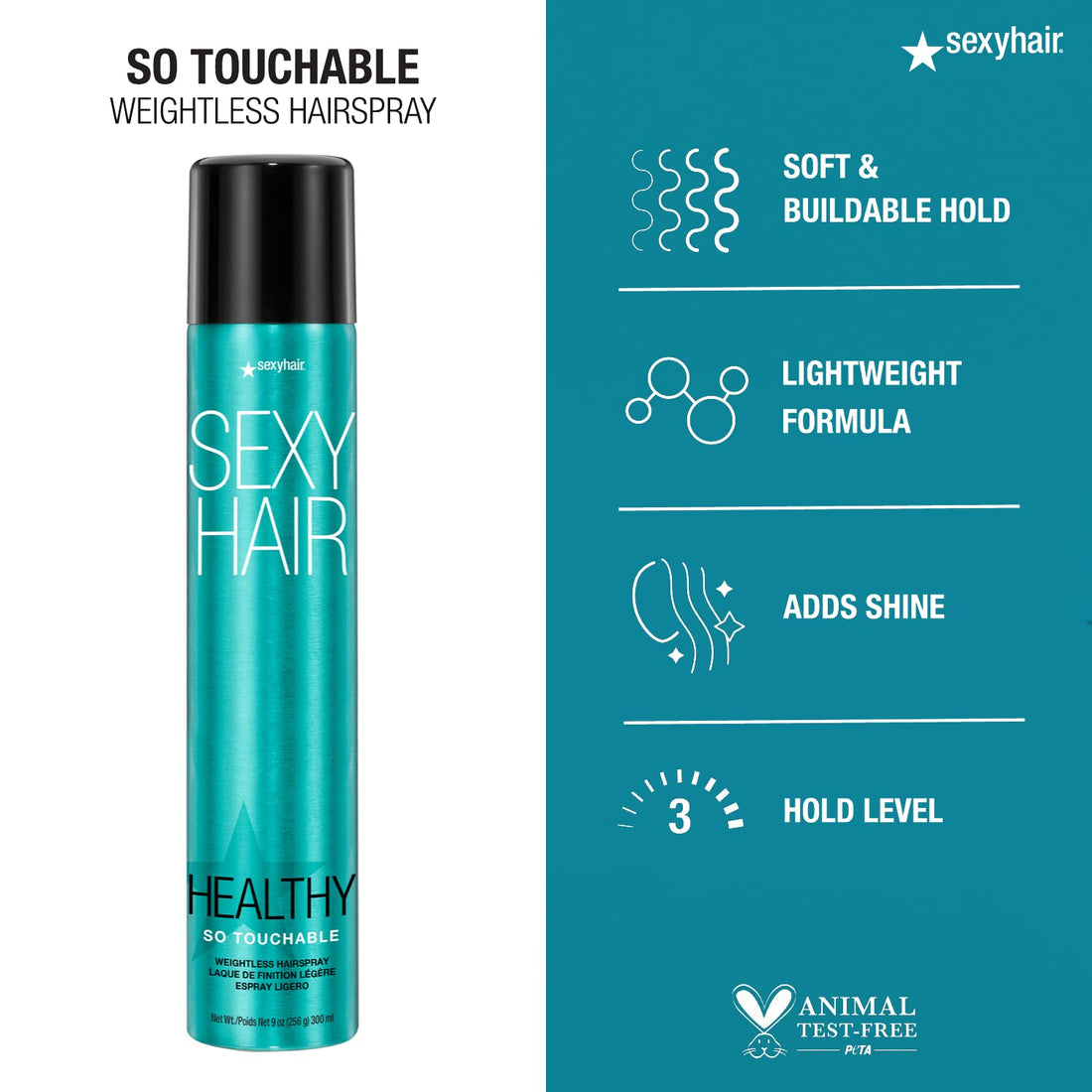 Sexy Hair HSH So Touchable Weightless Hairspray, 9 Ounce