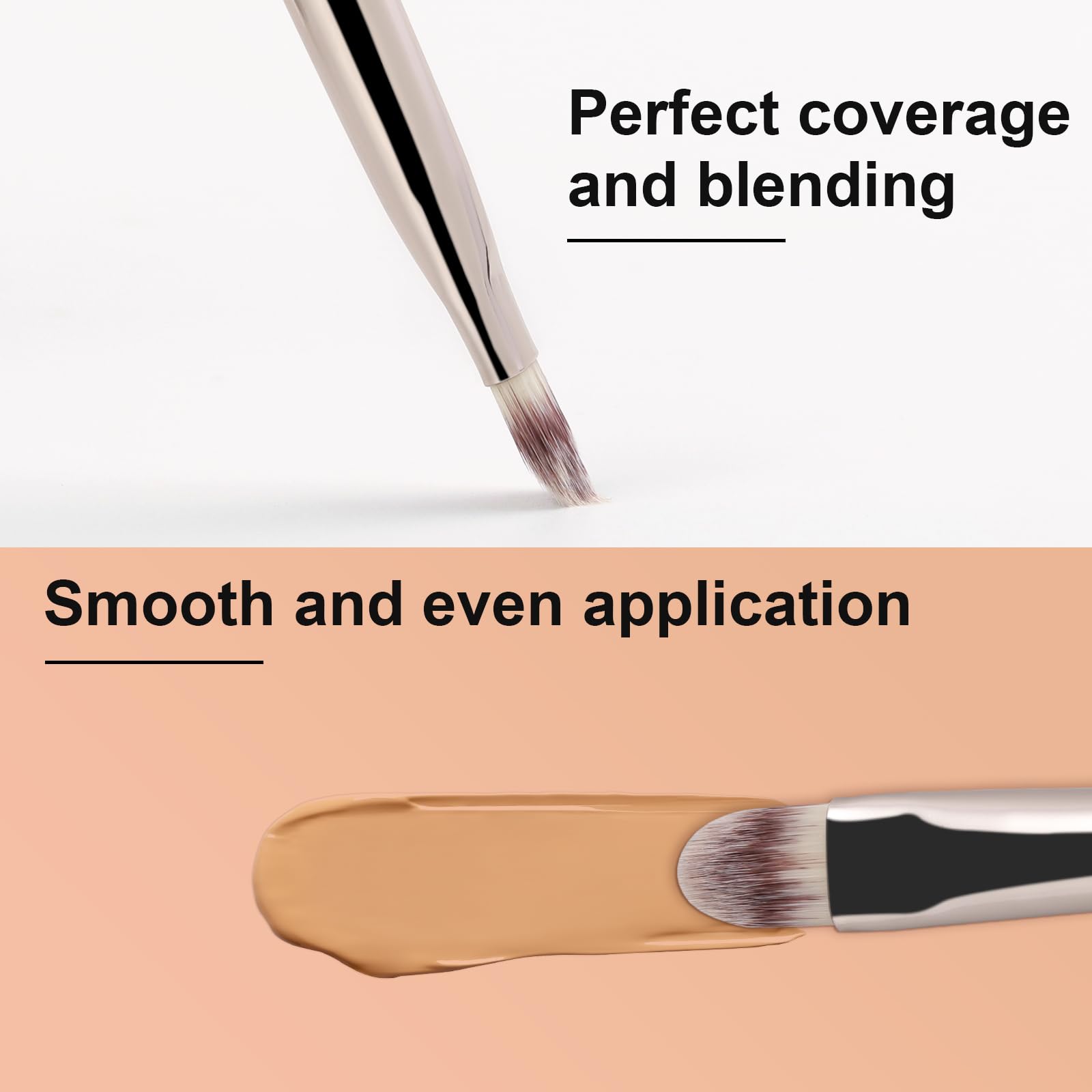 TEOYALL Flat Rounded Concealer Brush, Soft Dense Synthetic Bristles Blending Brush For Powder Cream Concealer Eyeshadow