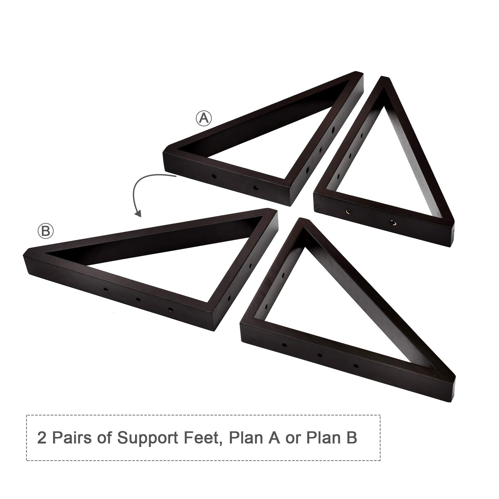WELLAND Triangle Support Feet Set of 2 for 360 Degree Configurable Gate Collection, Solid Pine Wood, Easy to Install, 2 Pairs of Safety Fence Feet for Freestanding Pet Gates, Espresso (Only Feet)