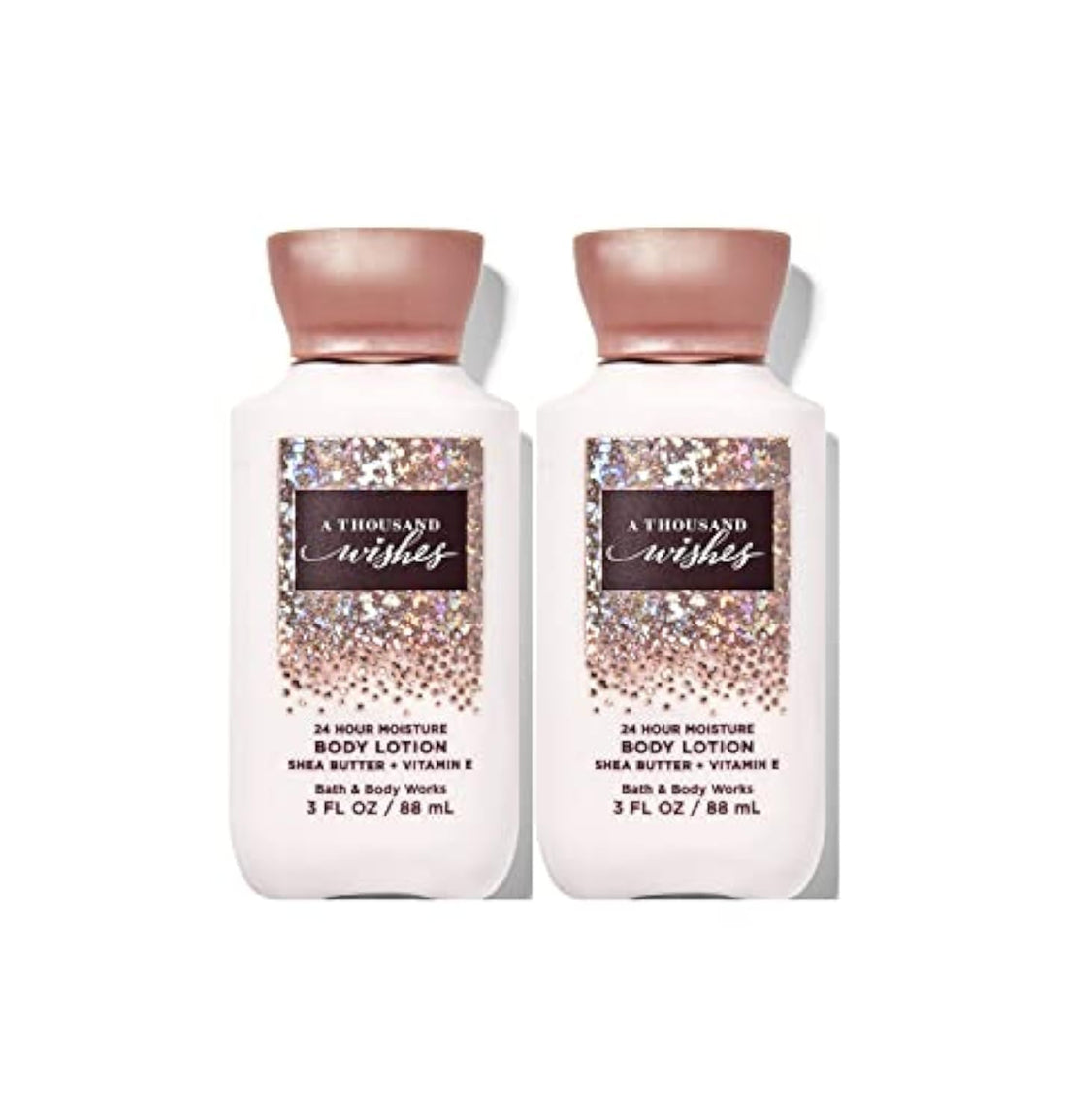 Bath and Body Works 2 Pack 24 Hour Moisture Travel Size Body Lotion 3 Oz. (A Thousand Wishes)