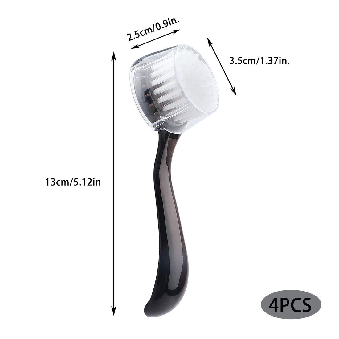 Beomeen Facial Cleansing Brush, Facial Exfoliating Brush Face Wash Scrub Exfoliator Brush for Makeup Skincare Removal, 4 Pack (Transparent Black)