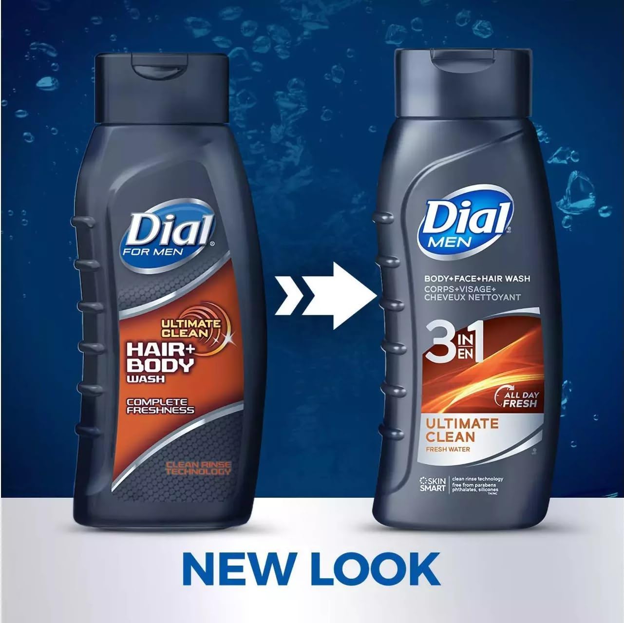 Dial for Men, Ultimate Clean Hair & Body Wash, 16-Ounce Bottles (Pack of 3)