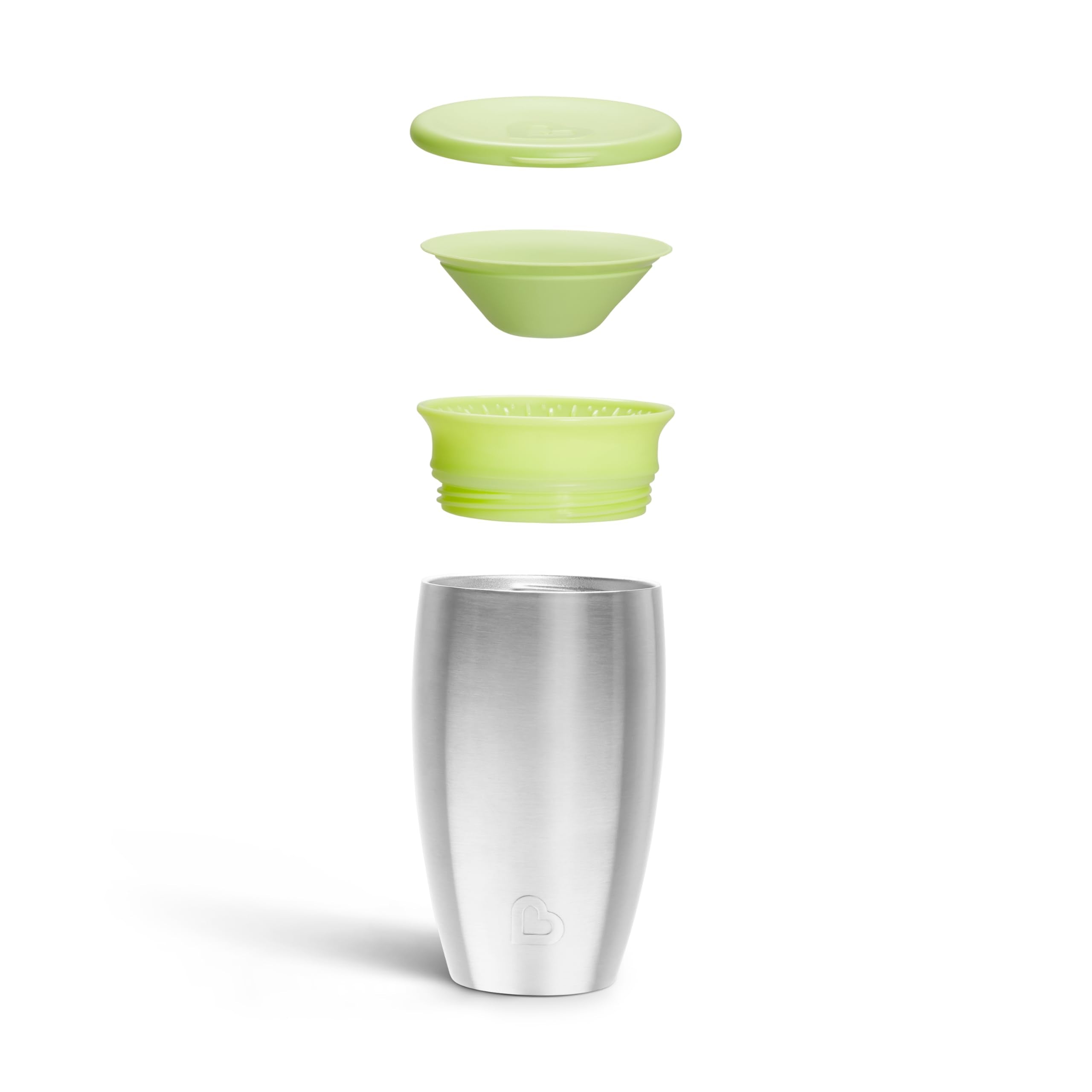 Munchkin Stainless Steel Sippy Cups for Toddlers 1-3, Spill Proof Miracle 360 Cup, Insulated, 10 Ounce, Green