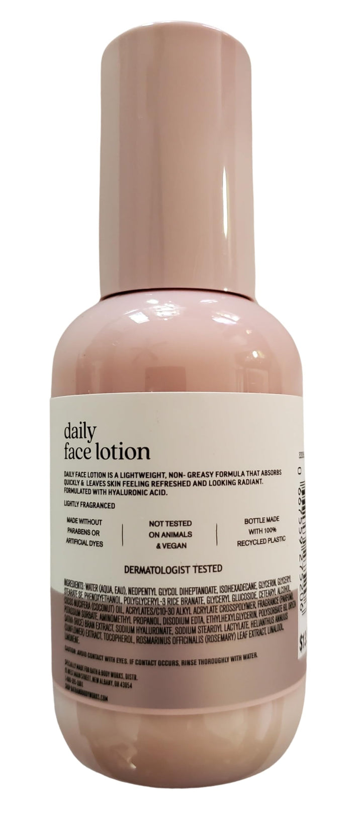 Bath and Body Works Daily Face Lotion With Hyaluronic Acid 3.4 Ounces