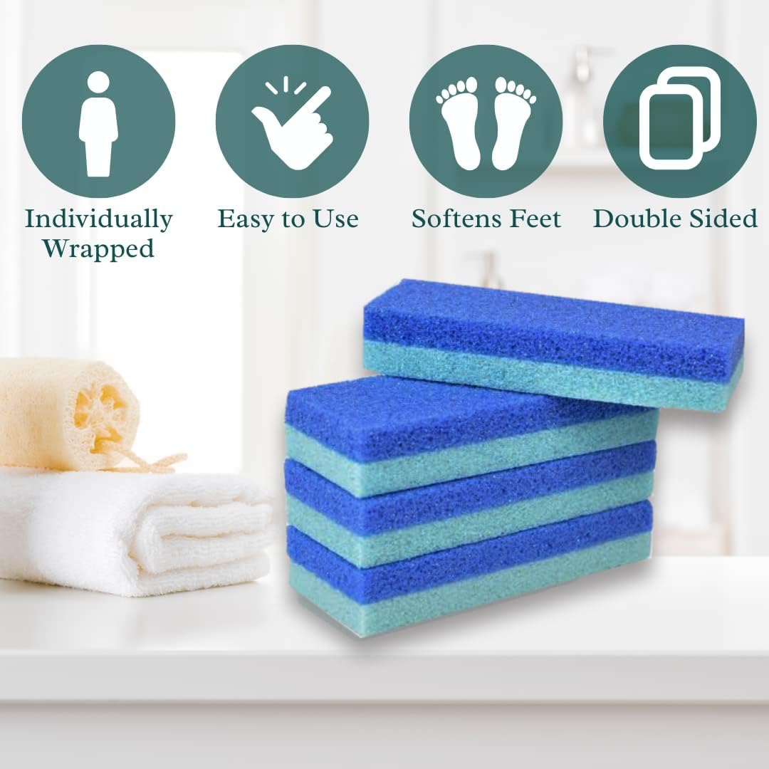 Mantello Foot Scrubber Pumice Stone for Feet- Foot Scrubbers for Use in Shower and Foot Tub- Pedicure Supplies Feet Scrubber for Dead Skin- Double Sided Foot Scrubber Dead Skin Remover- 4 Pack