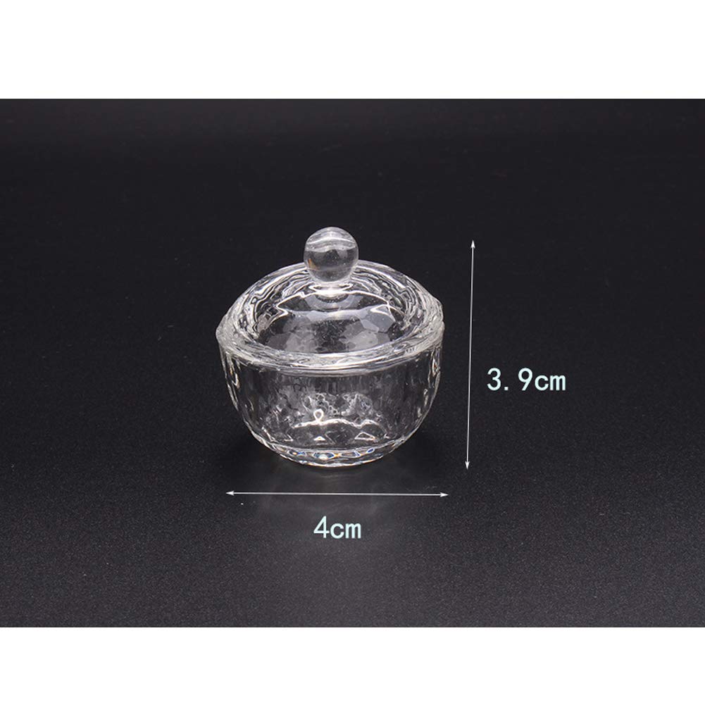 1 Piece Nail Art Glass Acrylic Dappen Dish Nail Dappen Cup Nail Art Acrylic Crystal Glass Dish Cup Liquid Powder Crystal Cup Glassware Tools with Lid for Mixing Liquid Powder, Transparent