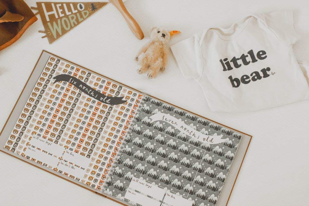 Lucy Darling Baby Memory Book, Themed Baby First Year Book, First 5 Years Journal & Photo Album for Baby Boy/Girl, Keepsake Books, Gender Neutral Memories & Milestone Book, Mom Gift - Little Camper