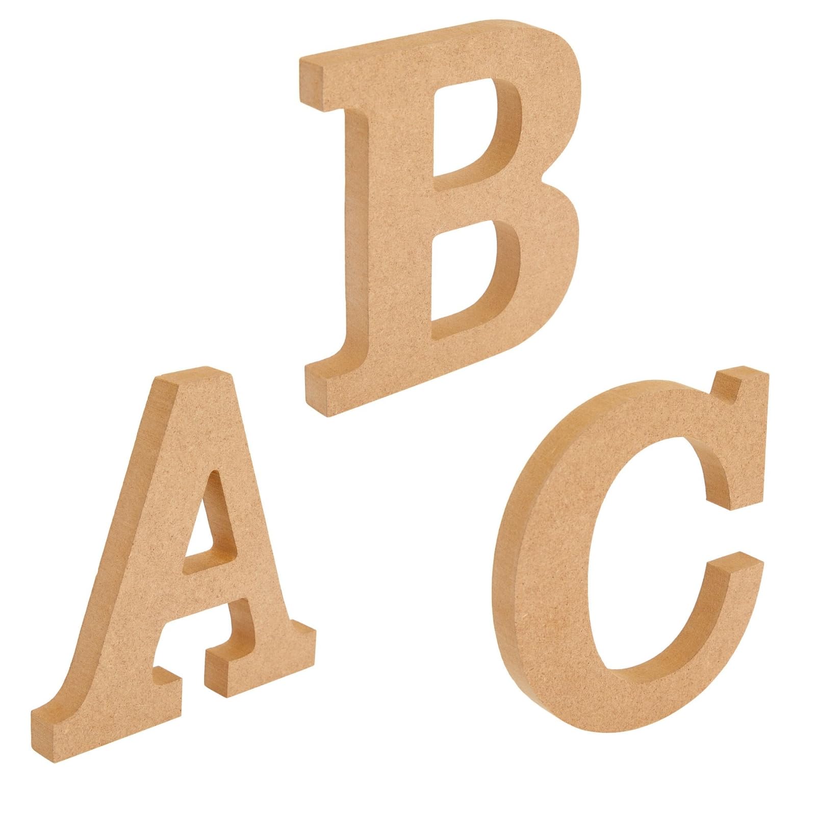 Wooden Alphabet Letters for DIY Crafts, 3D Letters for Home Wall Decor (4 in, 2 of Each Letter, 52 Pieces)