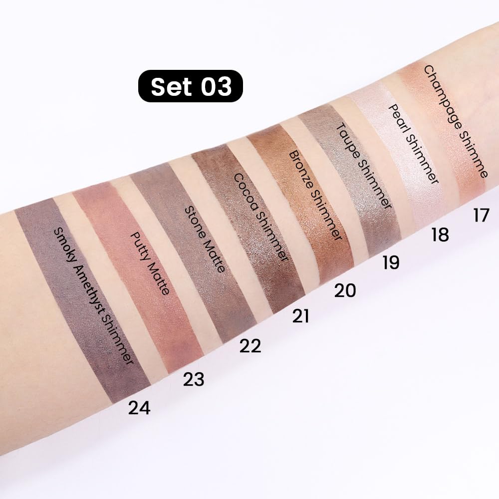 Kaely 8Pcs Cream Eyeshadow Stick Set for Older Women, Champagne Pearl Taupe Bronze Cocoa Stone Putty Smoky Amethyst, Matte Shimmer Eyeliner Pencil Eye Shadow Sticks Palette Makeup, sombras para ojos