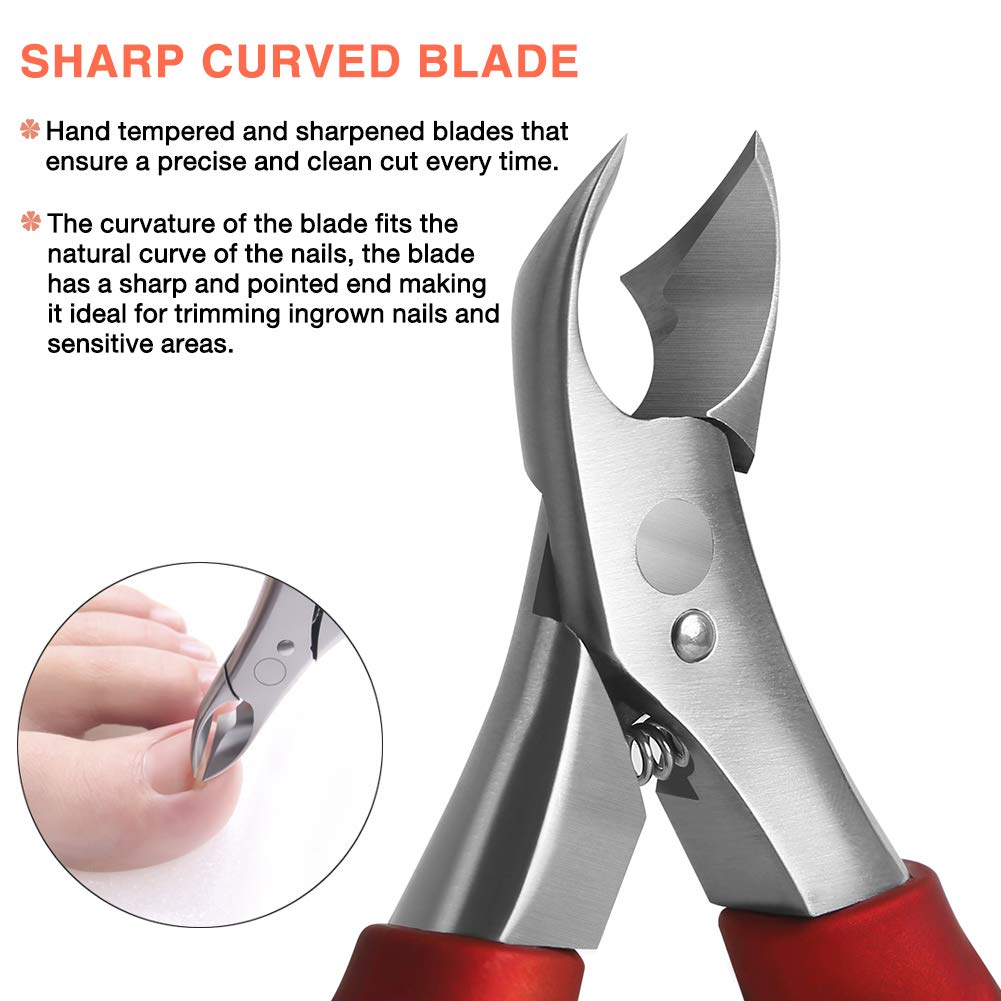 BEZOX Toenail Clippers for Thick or Ingrown Nails / Cuticle Nippers - Heavy Duty Medical Grade Stainless Steel Nail Trimmer - Olecranon Short