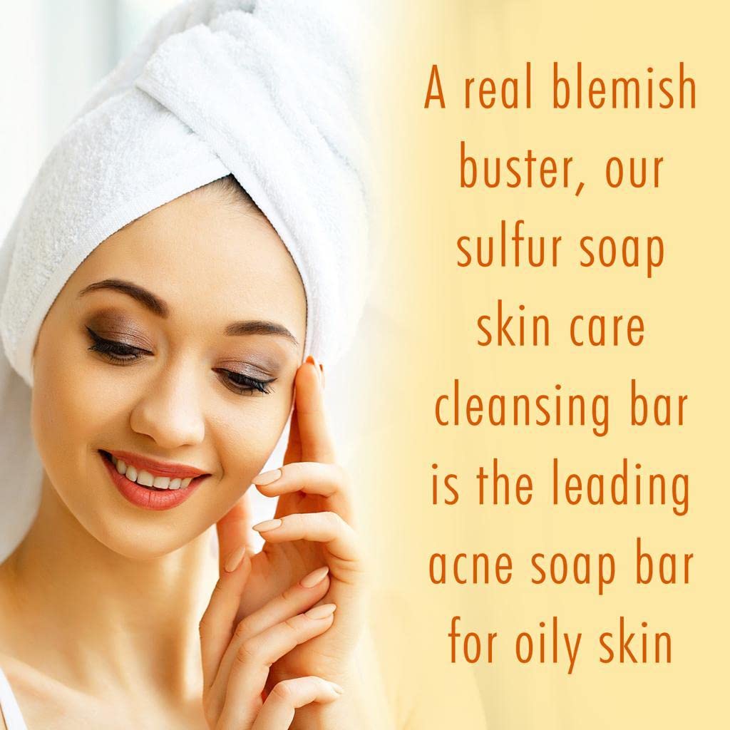 10% Sulfur Soap Cleansing Bar for Face & Body – All Natural Sulfur Facial Cleanser for Acne, Oily Skin – Skincare Blend of Lemongrass, Tea Tree Essential Oil, Vitamin E, Coconut Milk – Made in USA