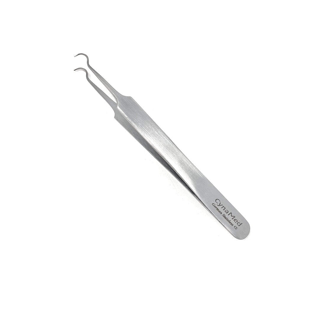 Blackhead Tweezer - Professional Curved Steel Tip Surgical Comedone & Splinter Extractor By Rapid Vitality. Ideal Blemish & Acne Remover Tool Means Flawless Facial Skin (Stainless Steel)