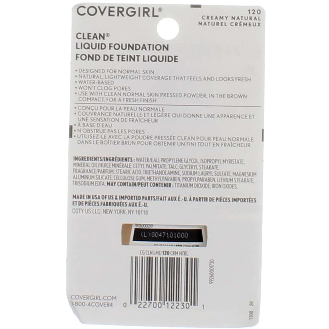 CoverGirl Clean Liquid Foundation, # 120 Creamy Natural, 1 Ounce